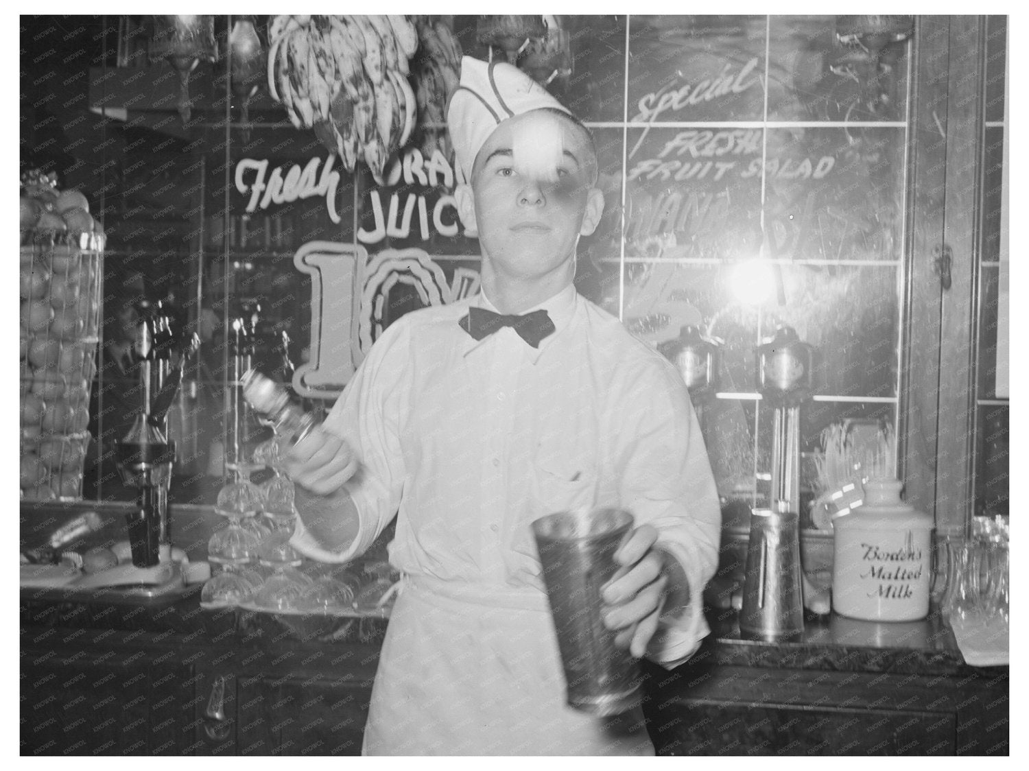 Vintage Soda Jerk Making Malted Shakes Corpus Christi 1939