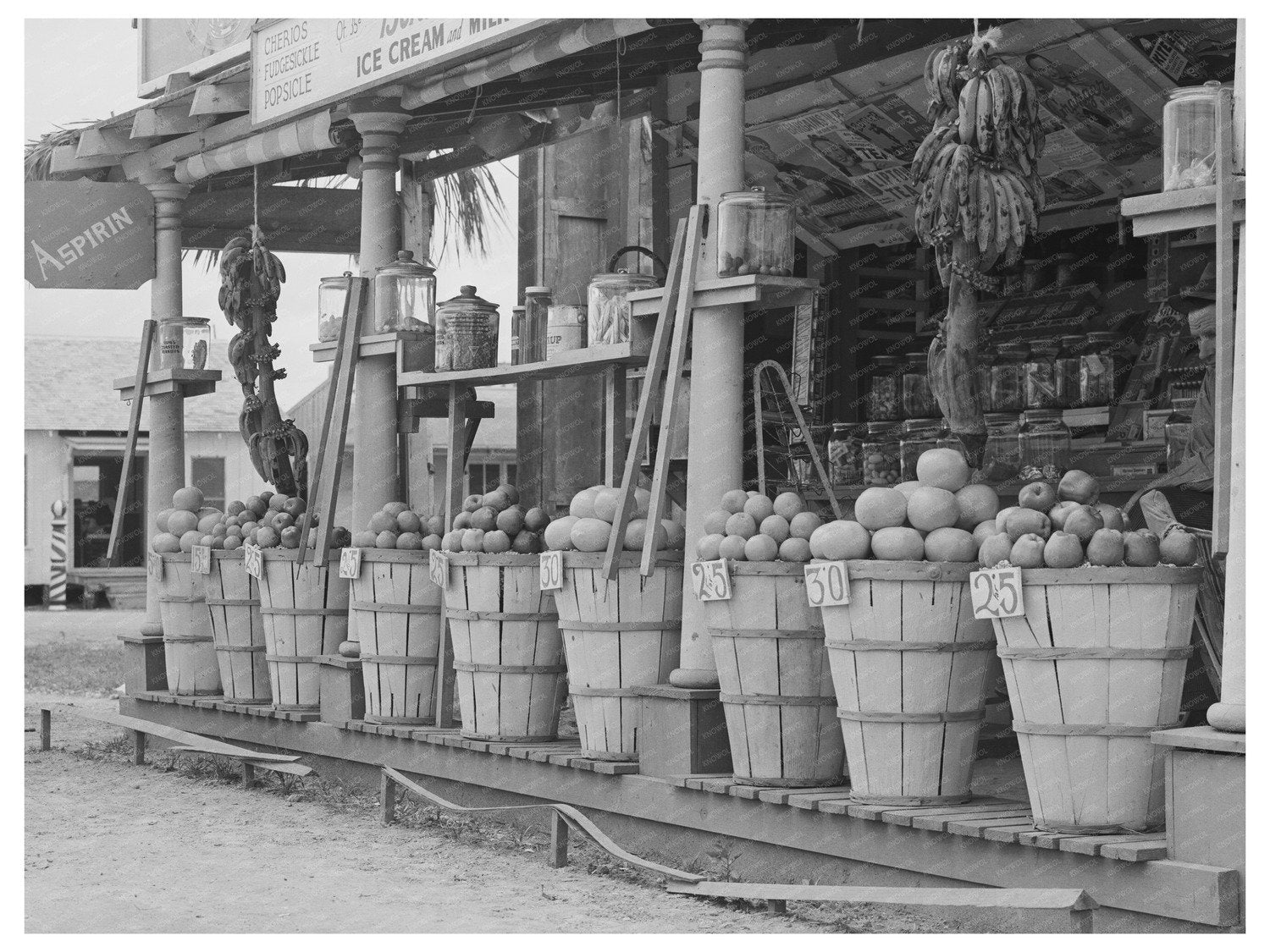 Robstown Texas Fruit Stand February 1939 Black and White