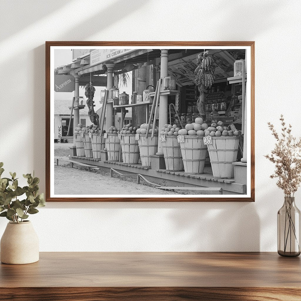 Robstown Texas Fruit Stand February 1939 Black and White