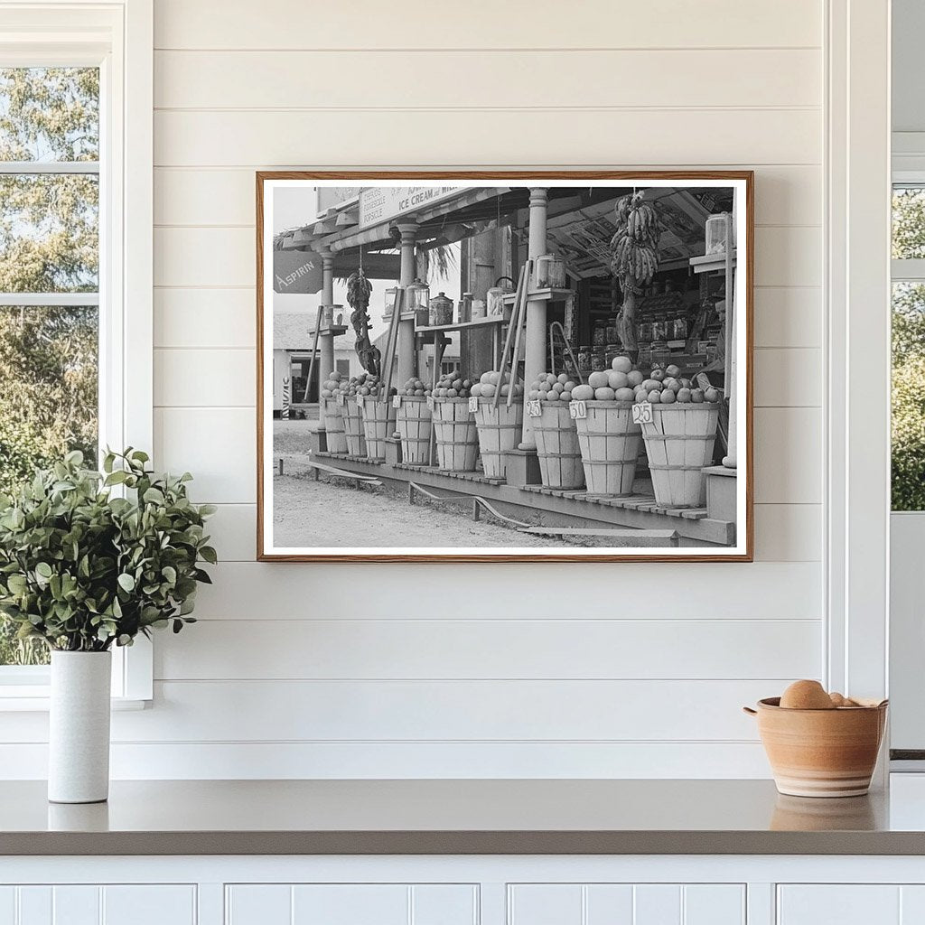 Robstown Texas Fruit Stand February 1939 Black and White