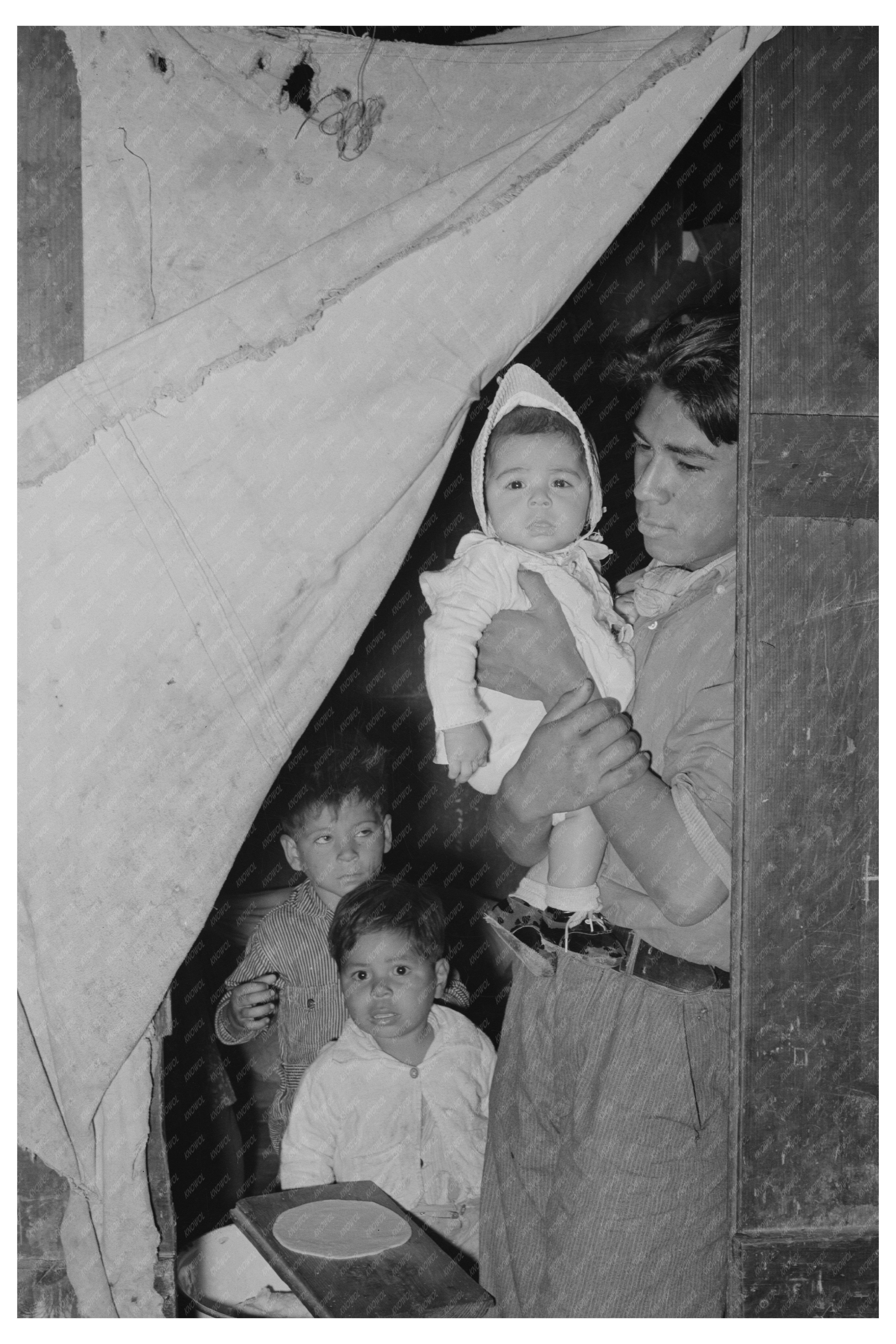 Mexican Worker with Children in Robstown Texas 1939