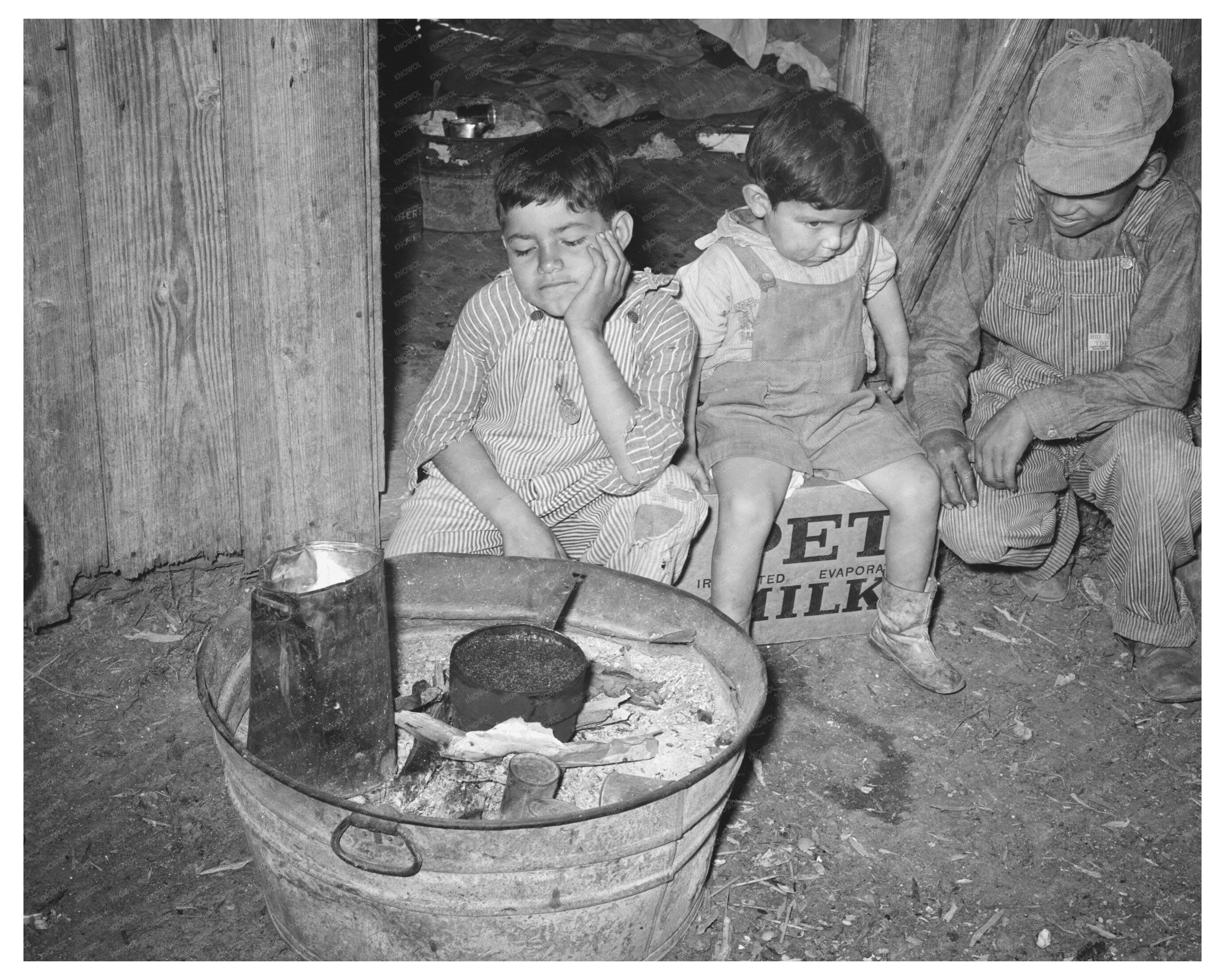 Mexican Children by Fire in Robstown Texas February 1939