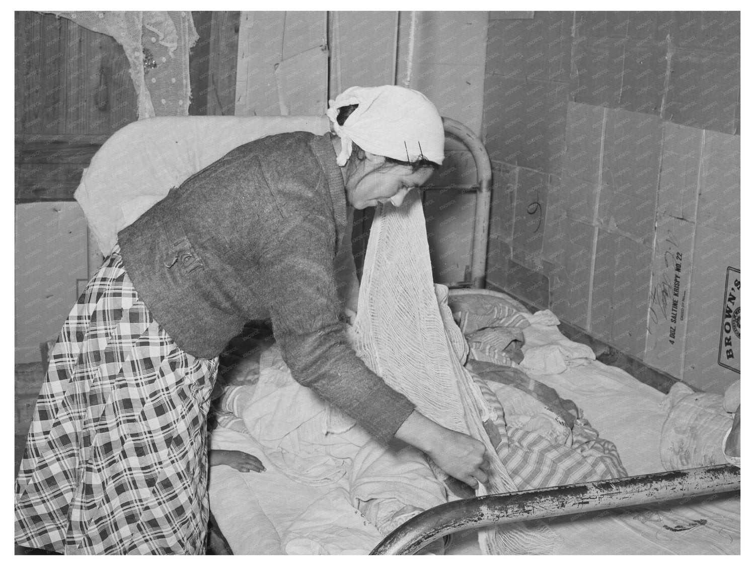 Mexican Mother Covers Sleeping Child in Crystal City 1939