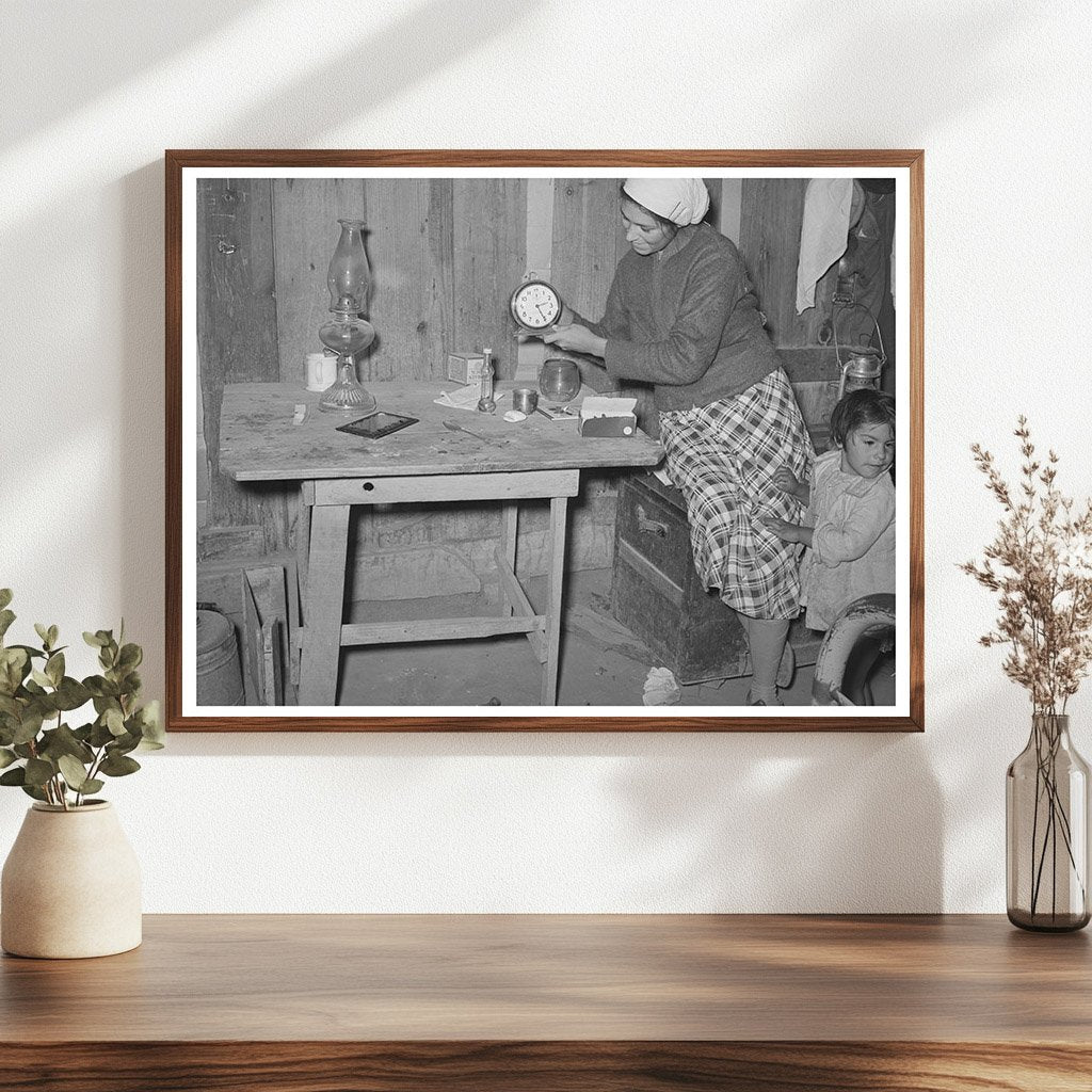 Mexican Woman Setting Clock in Crystal City 1939