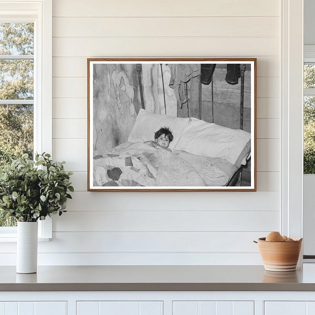 Vintage 1939 Black and White Photo of Sick Mexican Boy