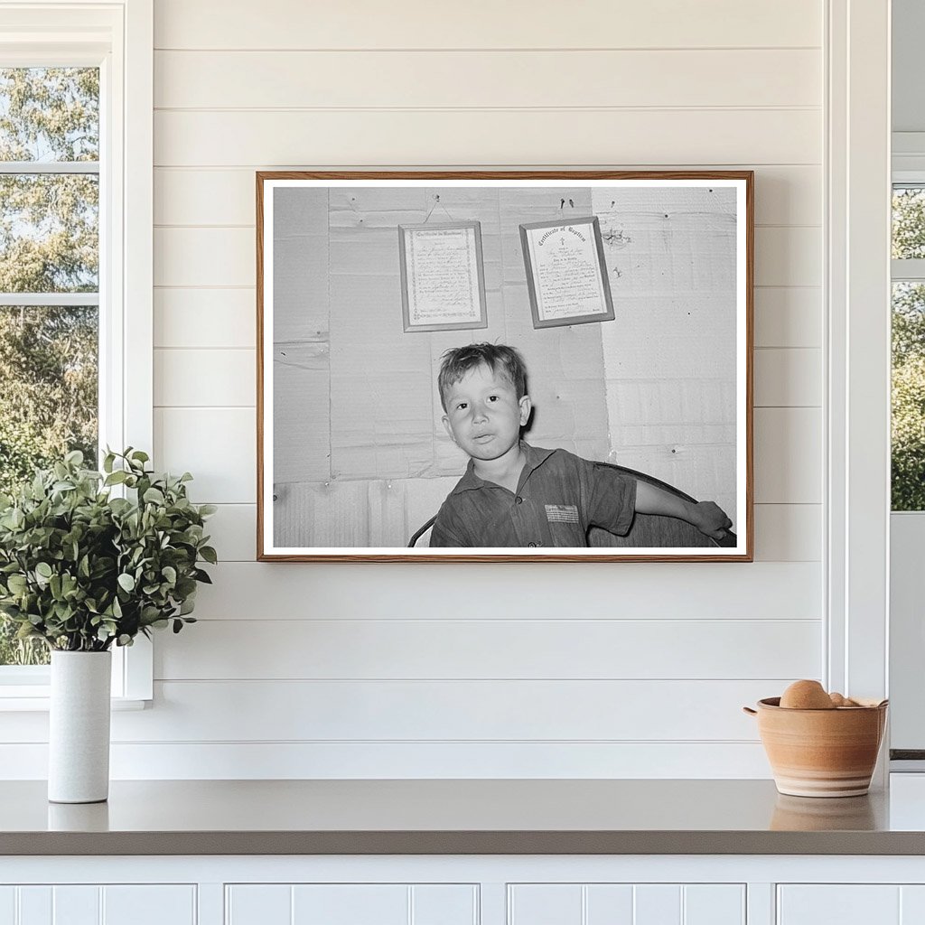 Mexican Boy Under Baptism Certificate San Antonio 1939