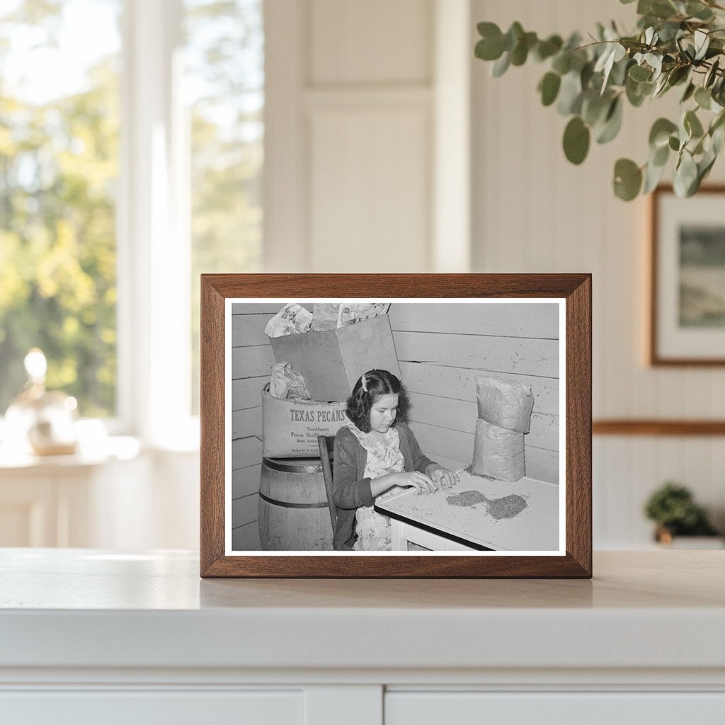 Mexican Girl Shelling Pecan Meats San Antonio 1939