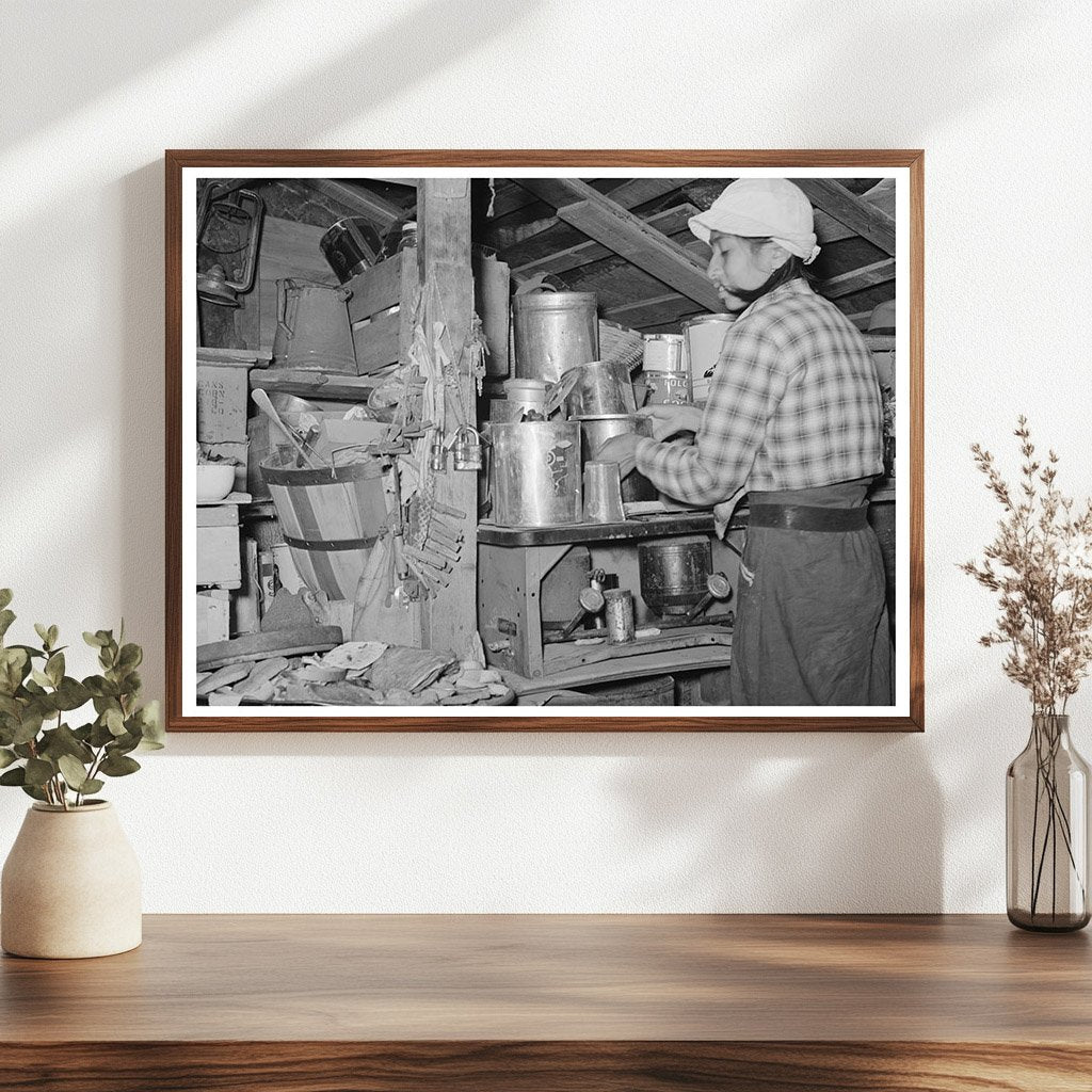 Mexican Woman Organizing Belongings San Antonio 1939