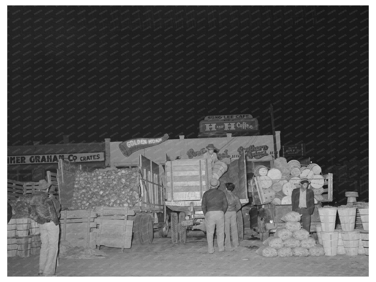 Vegetable Trucks at San Antonio Market March 1939