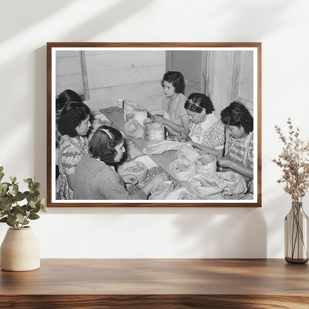 Mexican Women Shelling Pecans in San Antonio 1939