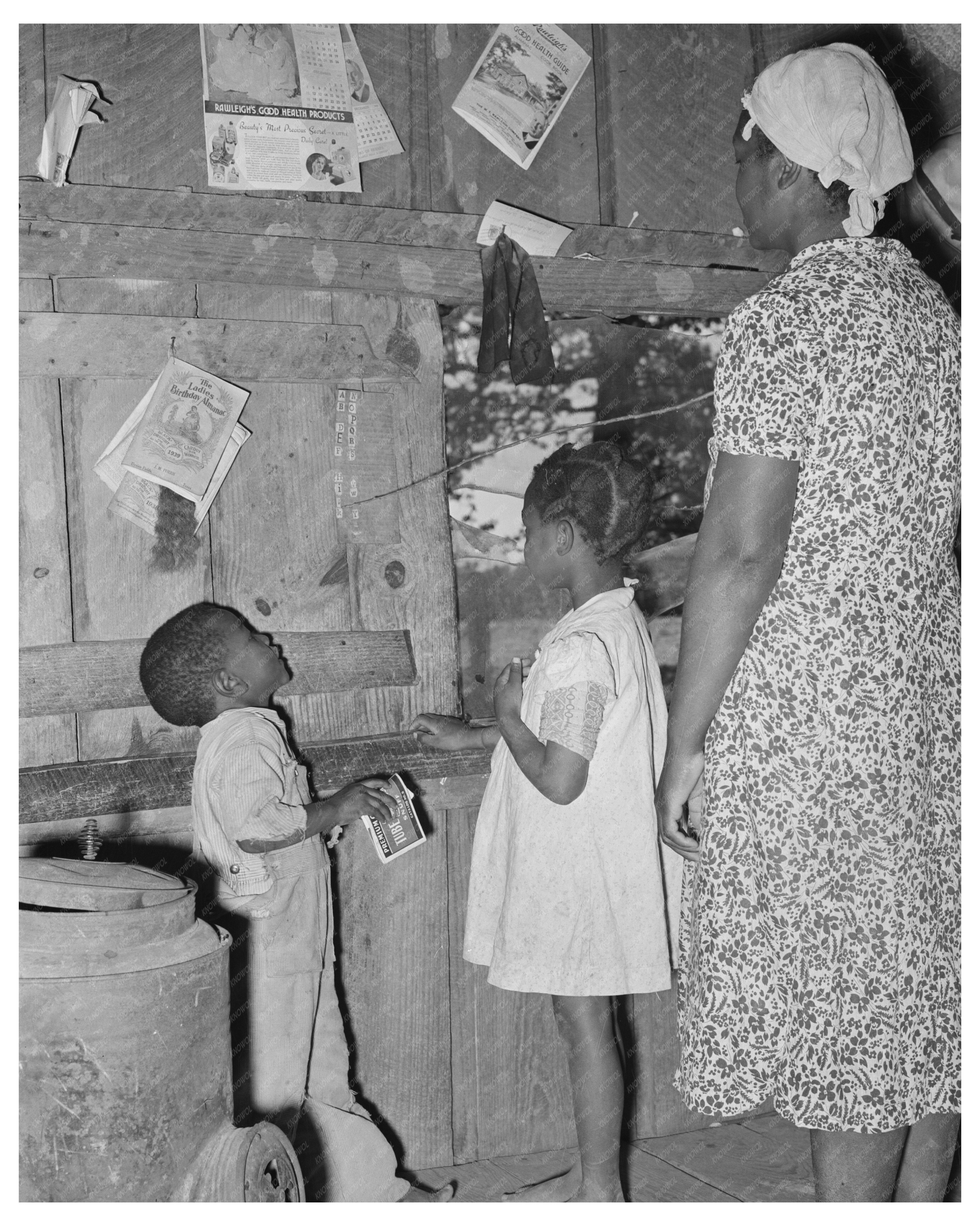 Mother Teaching Children Alphabet Vintage Photo 1939