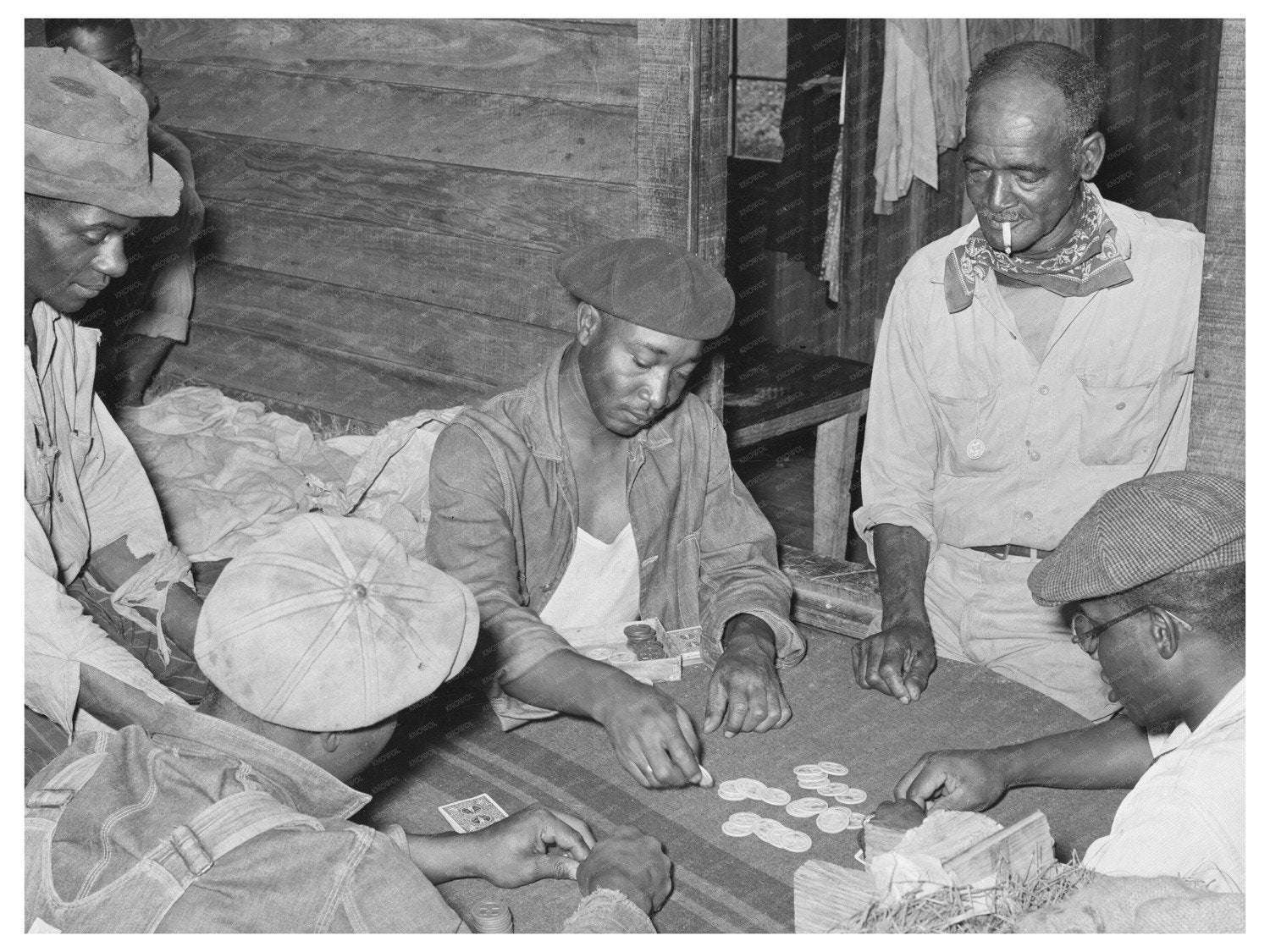Poker Game in Strawberry Workers Bunkhouse April 1939