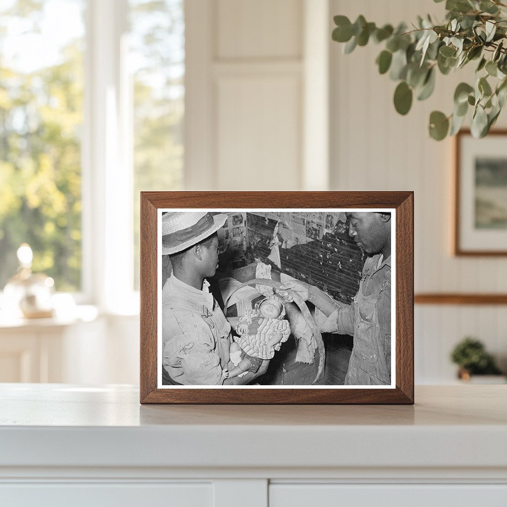 Men Passing Baby Through Hoop in Jefferson Texas 1939