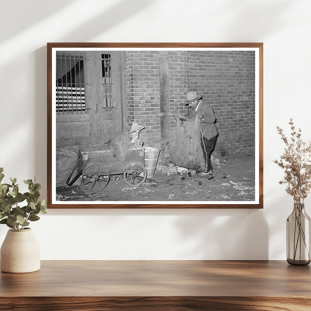 Mexican Man Collecting Refuse at San Antonio Market 1939