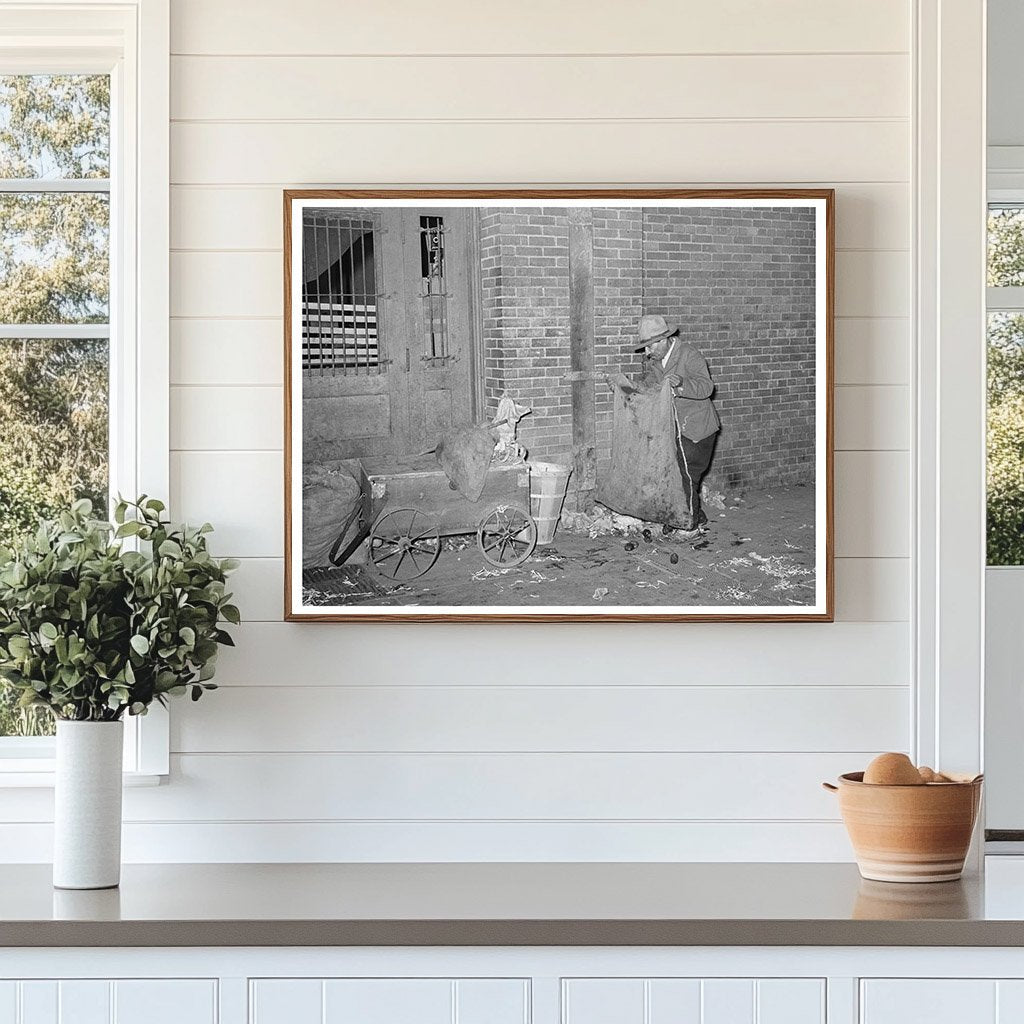 Mexican Man Collecting Refuse at San Antonio Market 1939