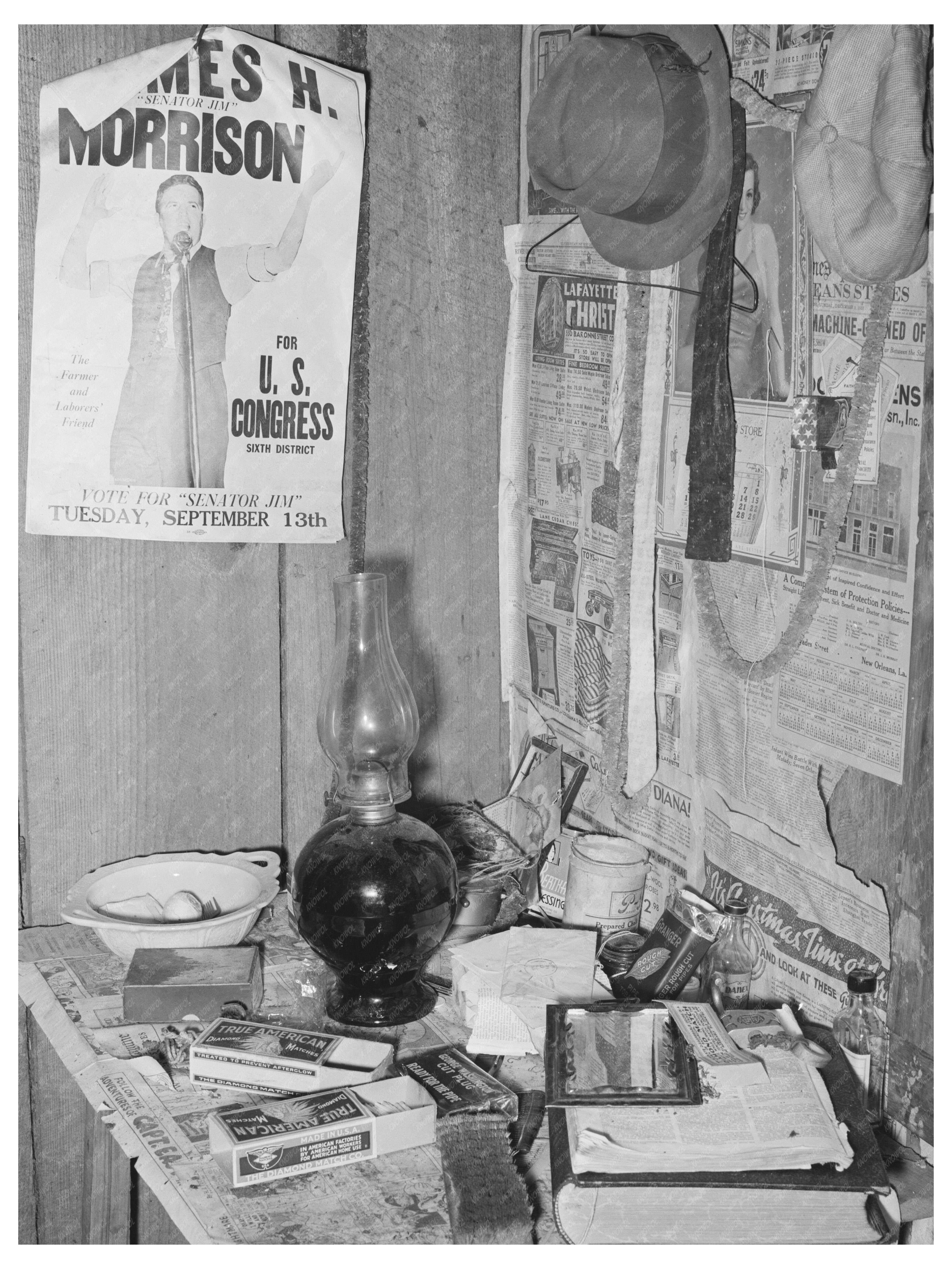 Living Room of Strawberry Sharecropper in Louisiana 1939