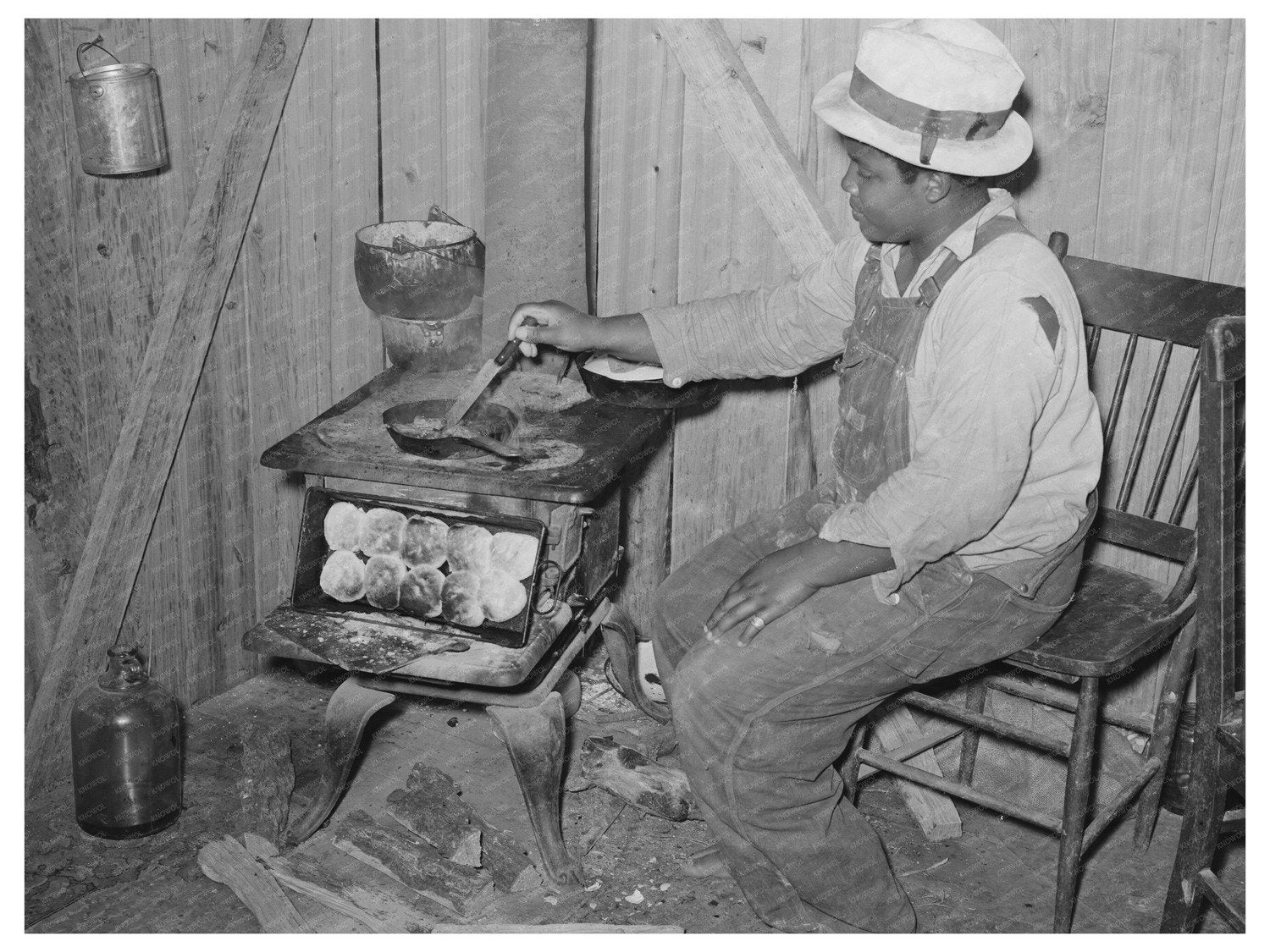 Woman Preparing Dinner on Louisiana Farm 1944