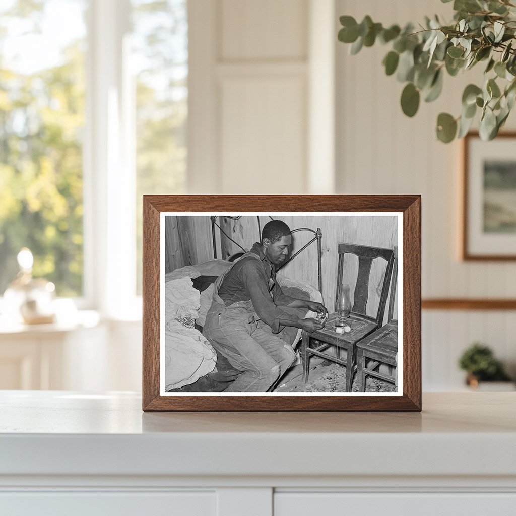 Man Lighting Lamp in Bedroom Louisiana April 1939