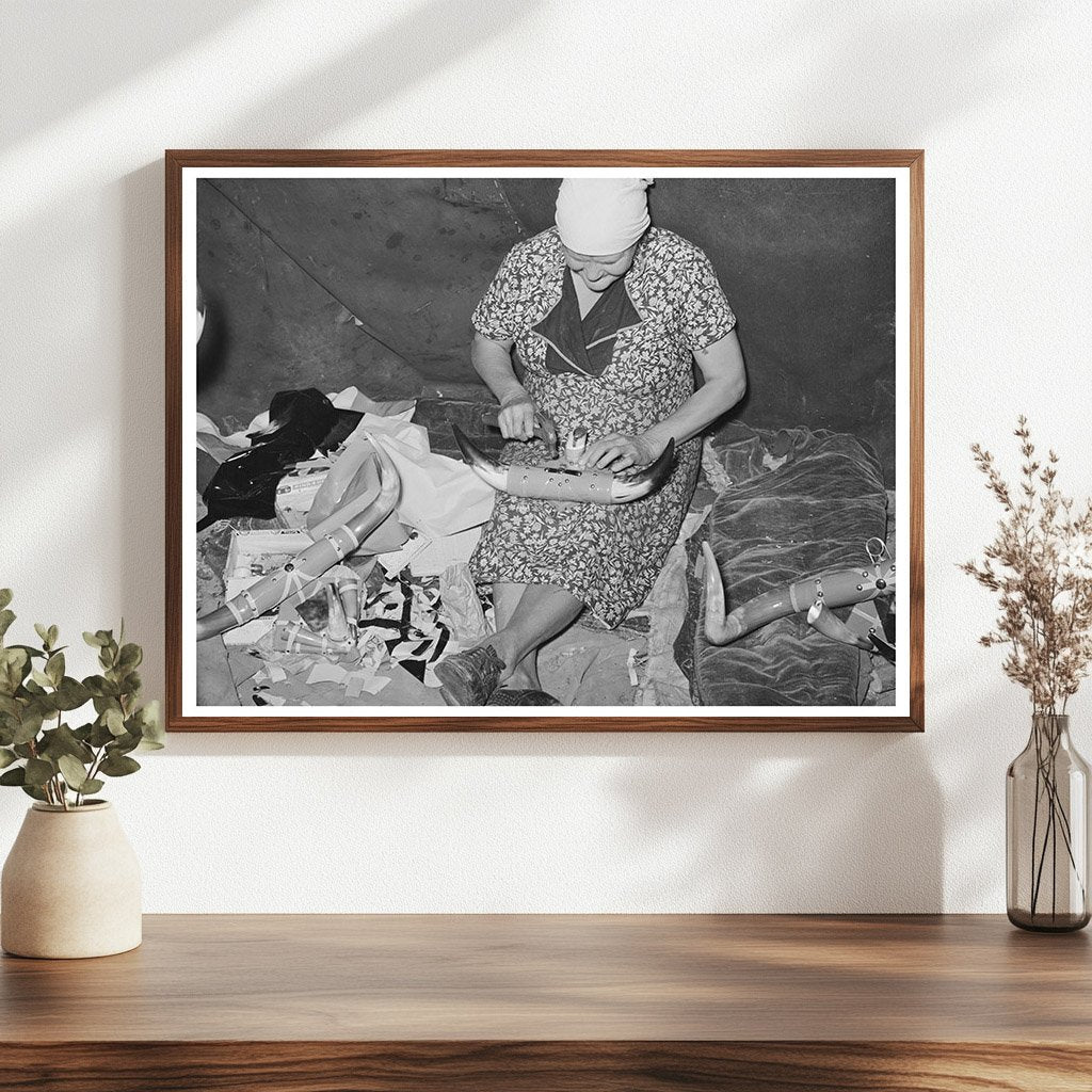 Migrant Woman Crafting Horn Ornament Hammond Louisiana 1939