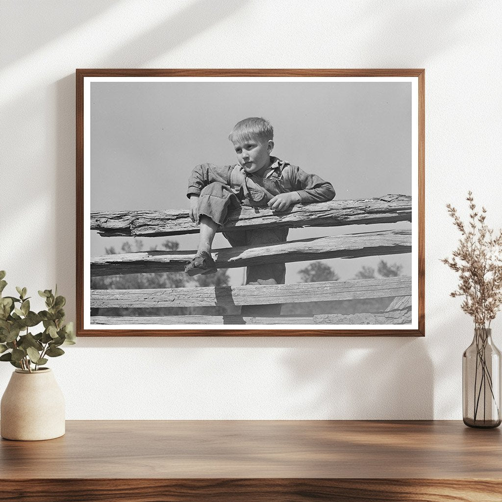 Farm Boy Resting on Fence San Augustine Texas 1939