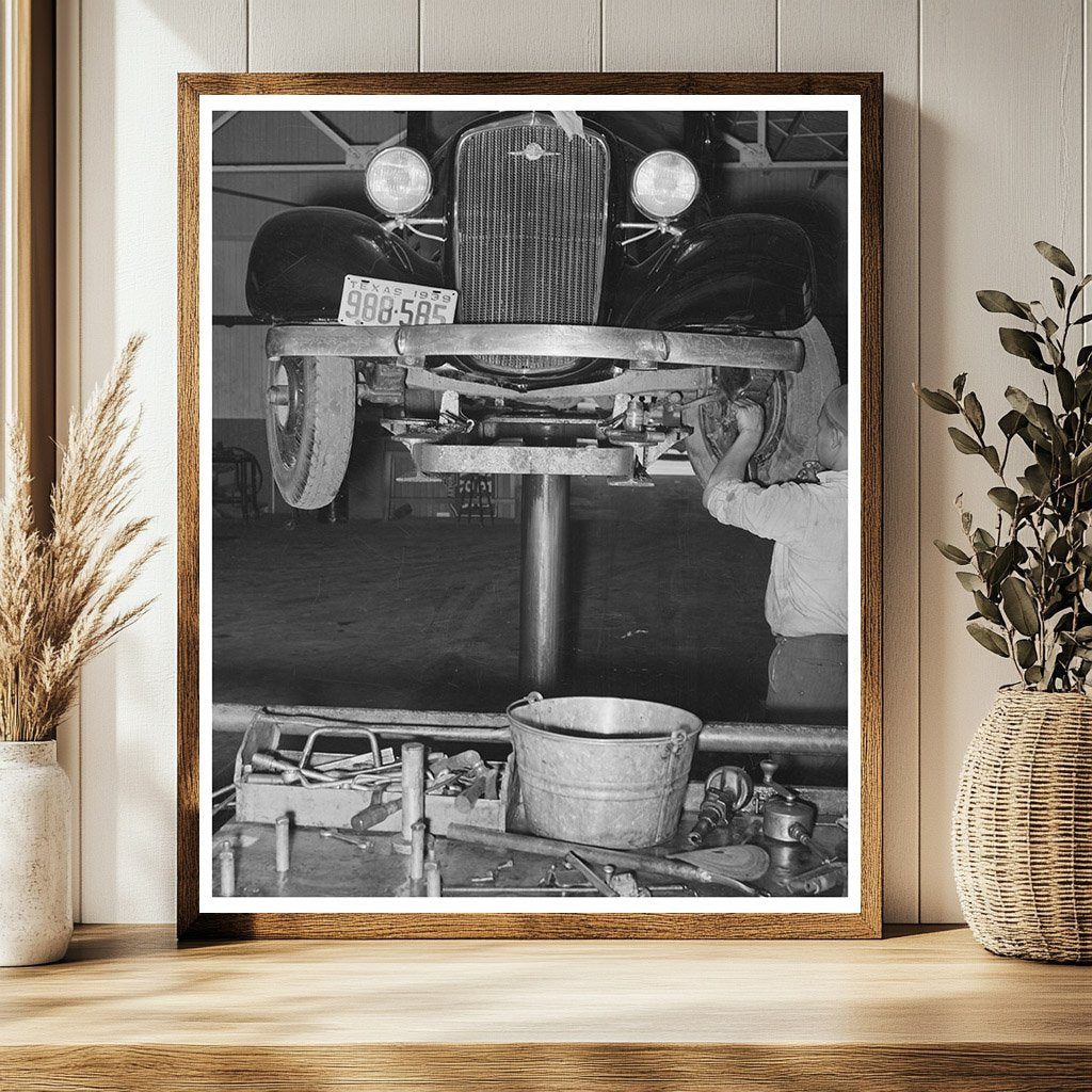 Greasing an Automobile in San Augustine Texas April 1939