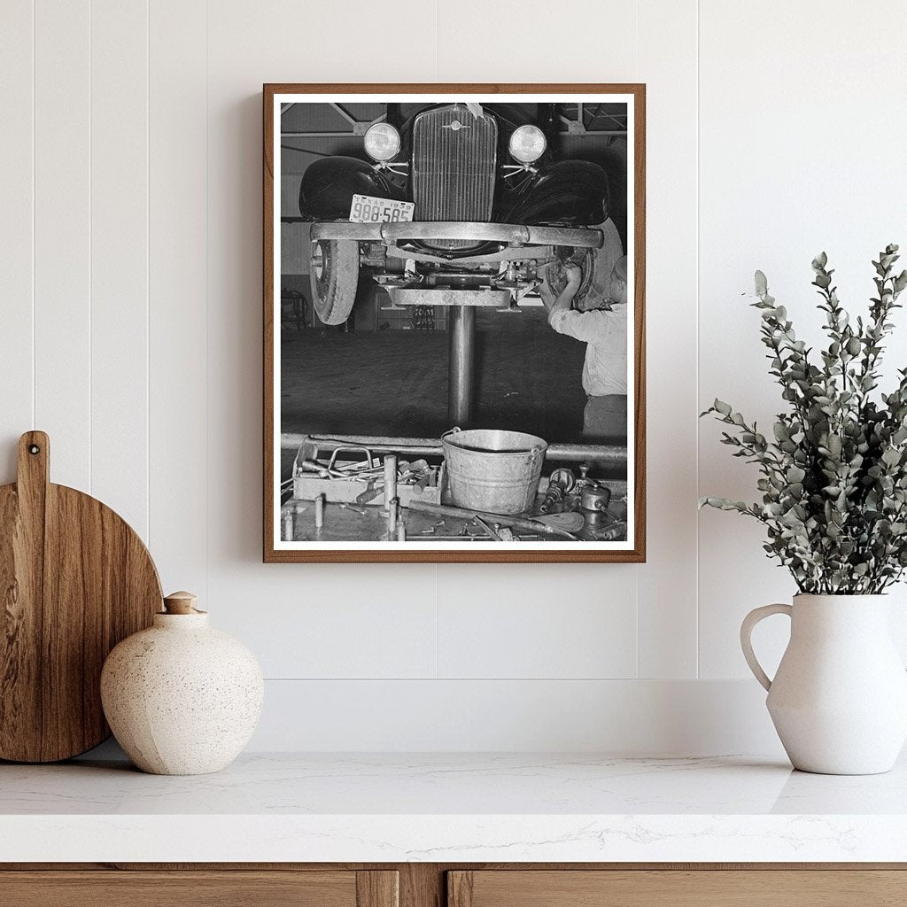 Greasing an Automobile in San Augustine Texas April 1939