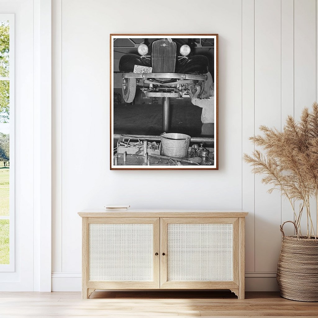 Greasing an Automobile in San Augustine Texas April 1939