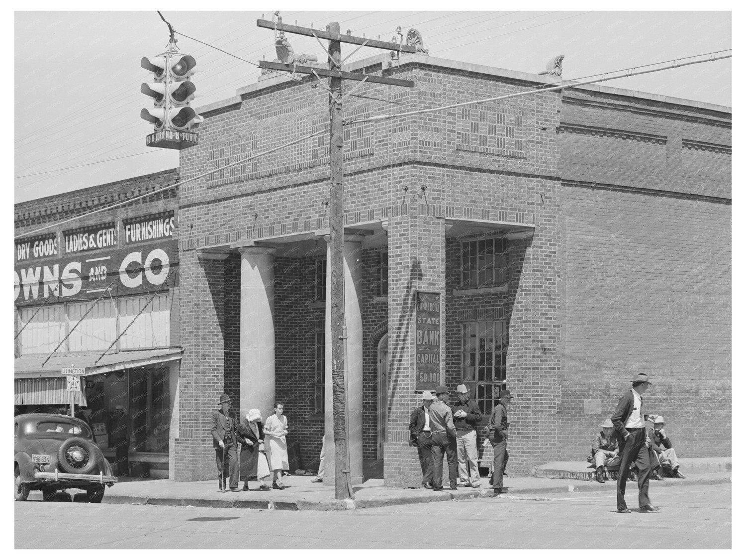 Vintage San Augustine Texas Bank Corner April 1939
