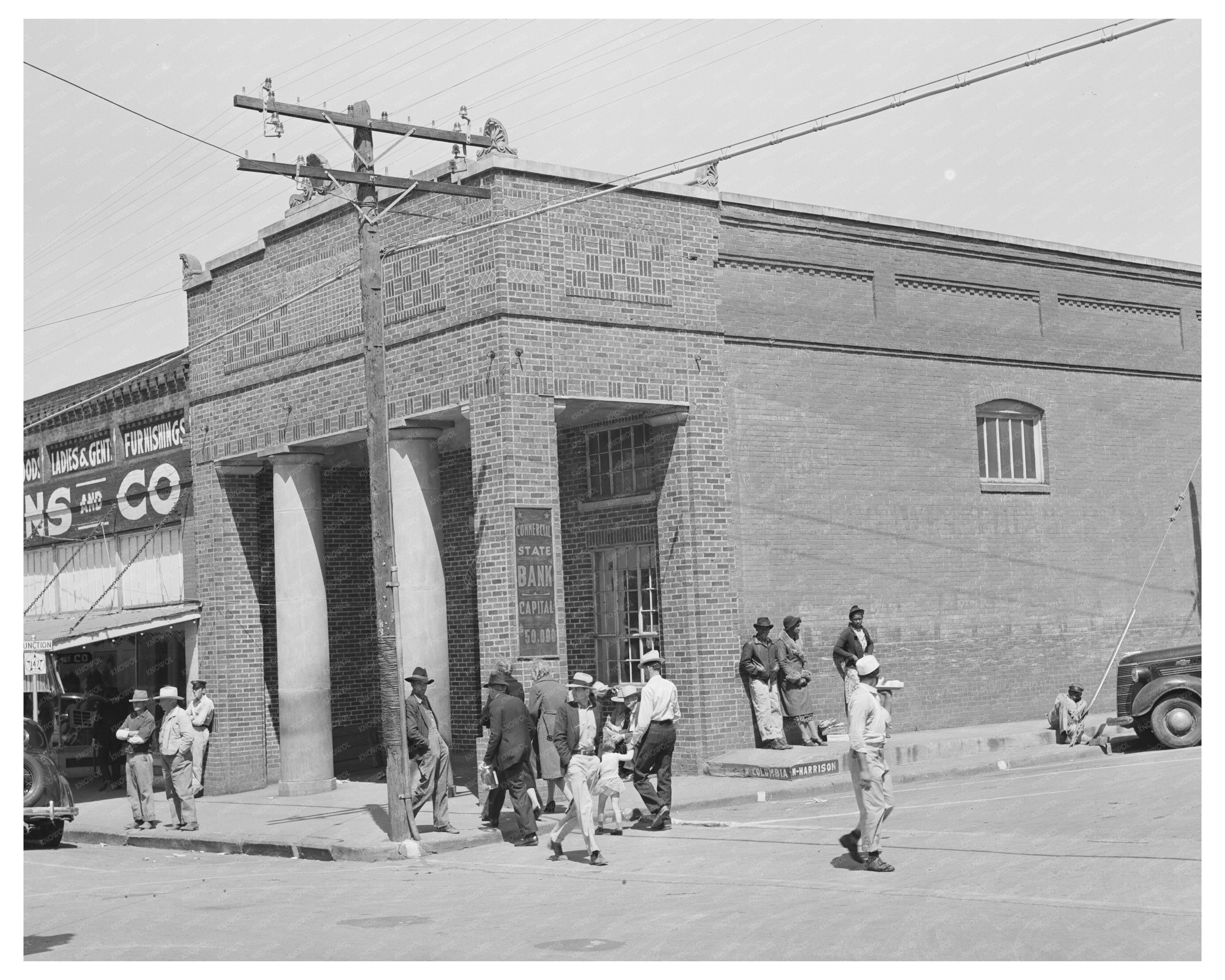 San Augustine Texas Bank Corner April 1939 Photo