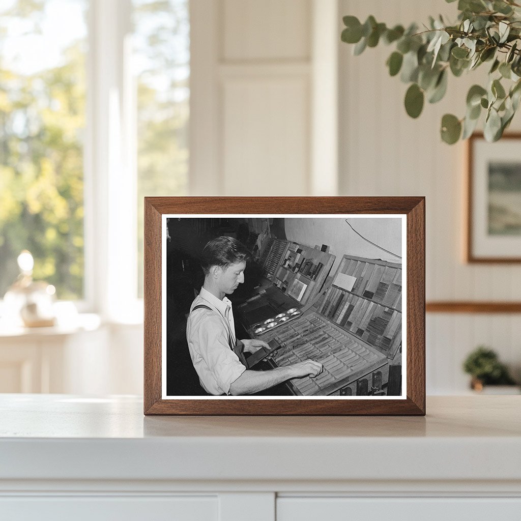 Hand Setting Type in San Augustine Texas April 1939