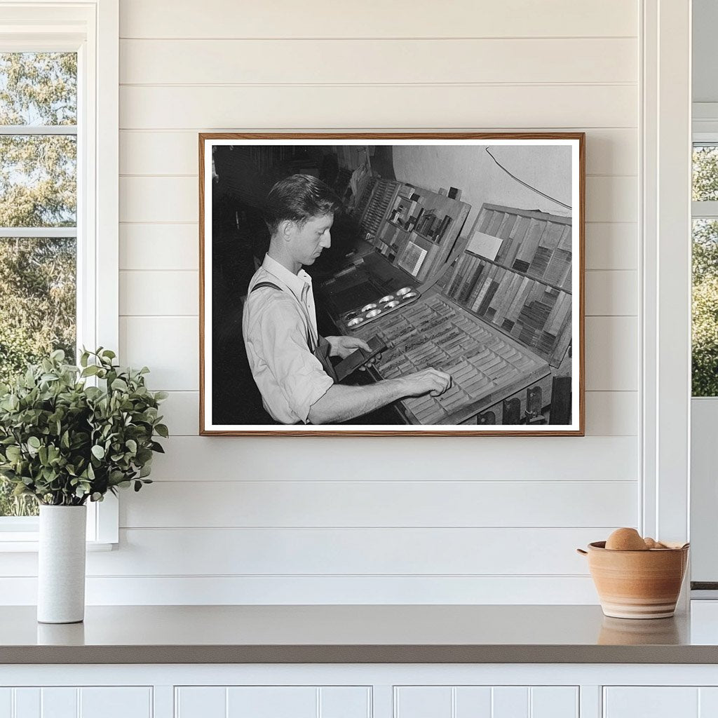 Hand Setting Type in San Augustine Texas April 1939