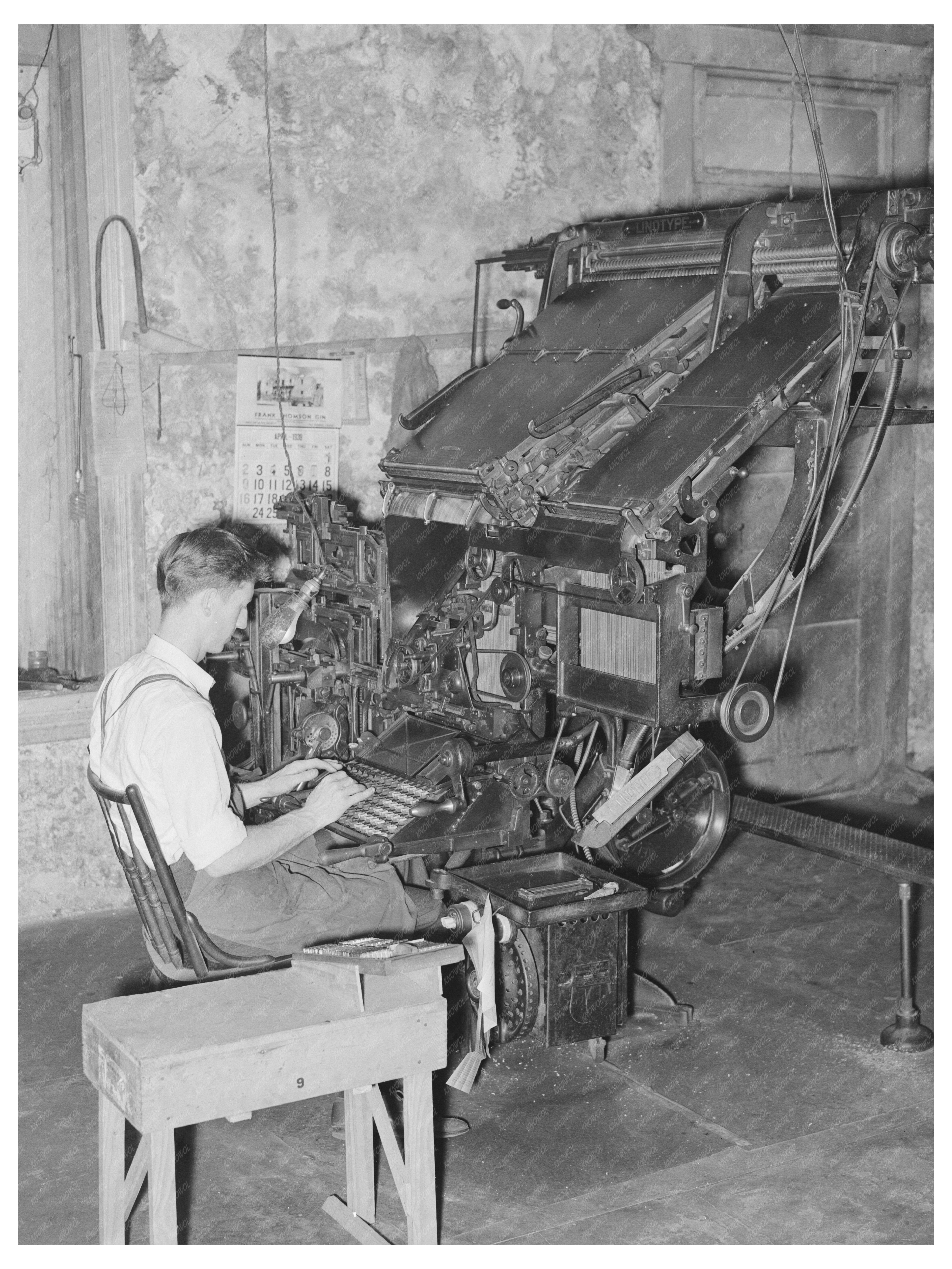 Linotype Operator in San Augustine Texas April 1939