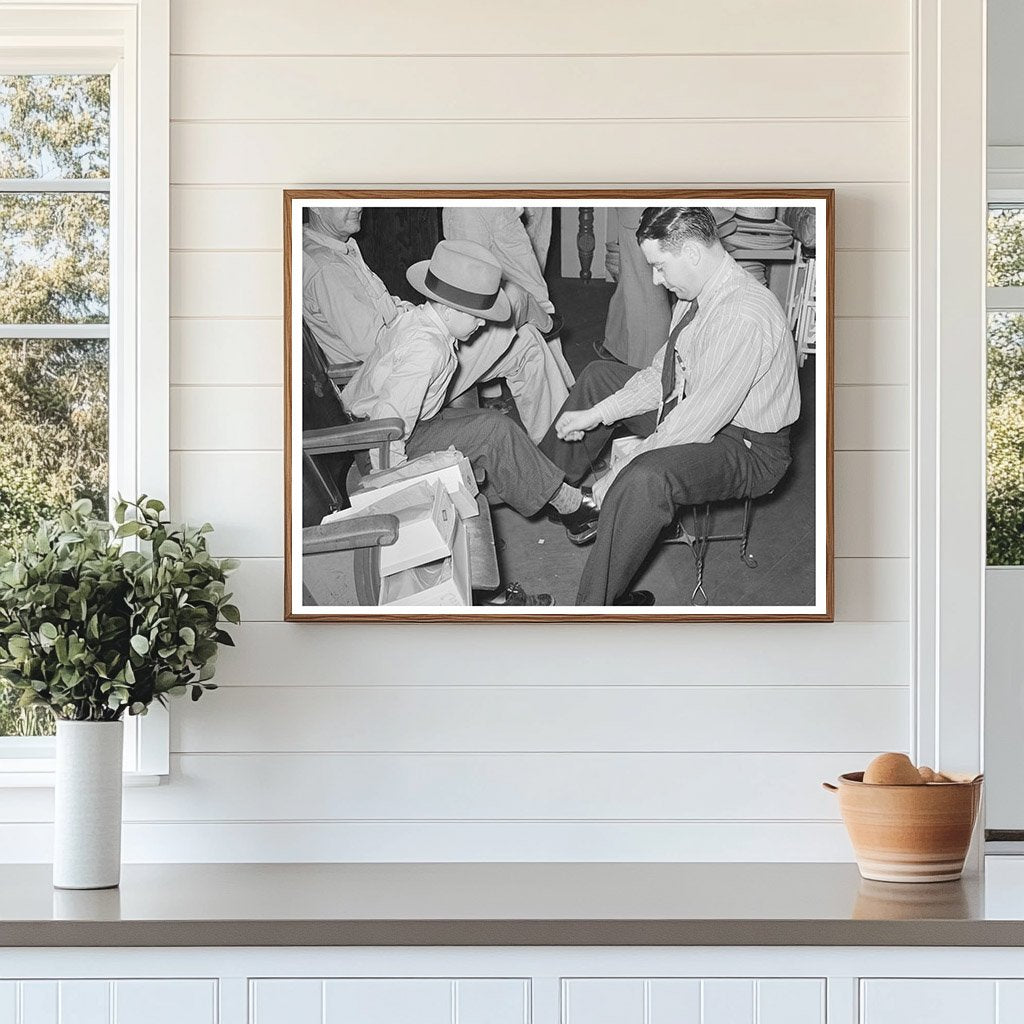 Vintage 1939 San Augustine Shoe Fitting Scene