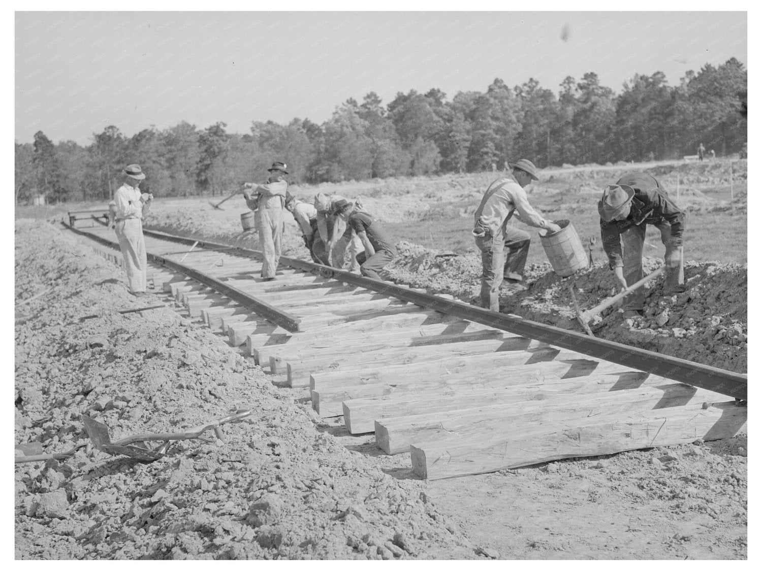 Workers Laying Track at Lufkin Paper Mill 1939