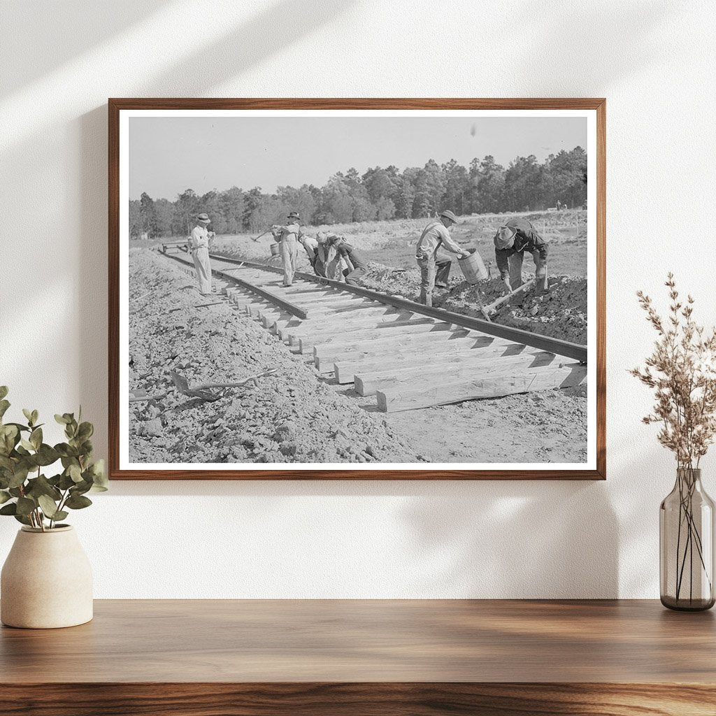 Workers Laying Track at Lufkin Paper Mill 1939