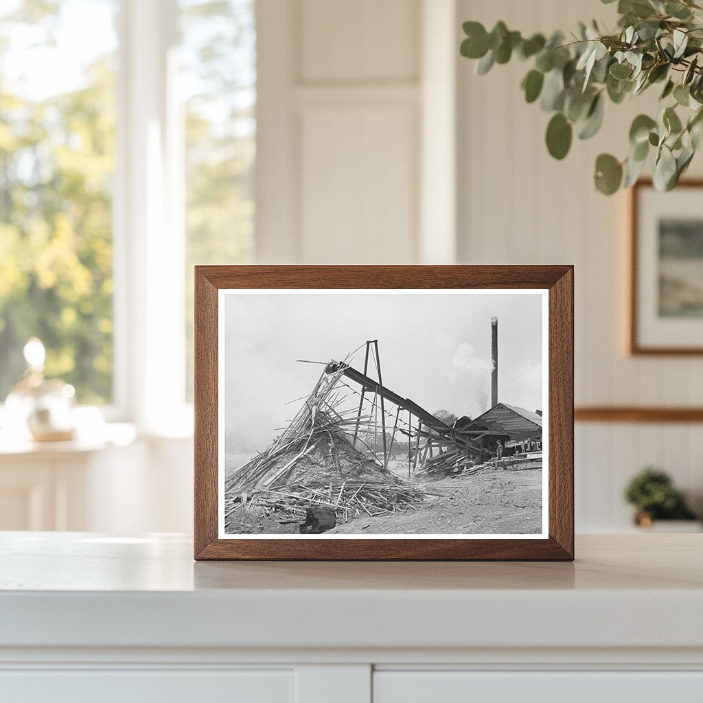 Sawmill in Wells Texas April 1939 Waste Lumber Burning