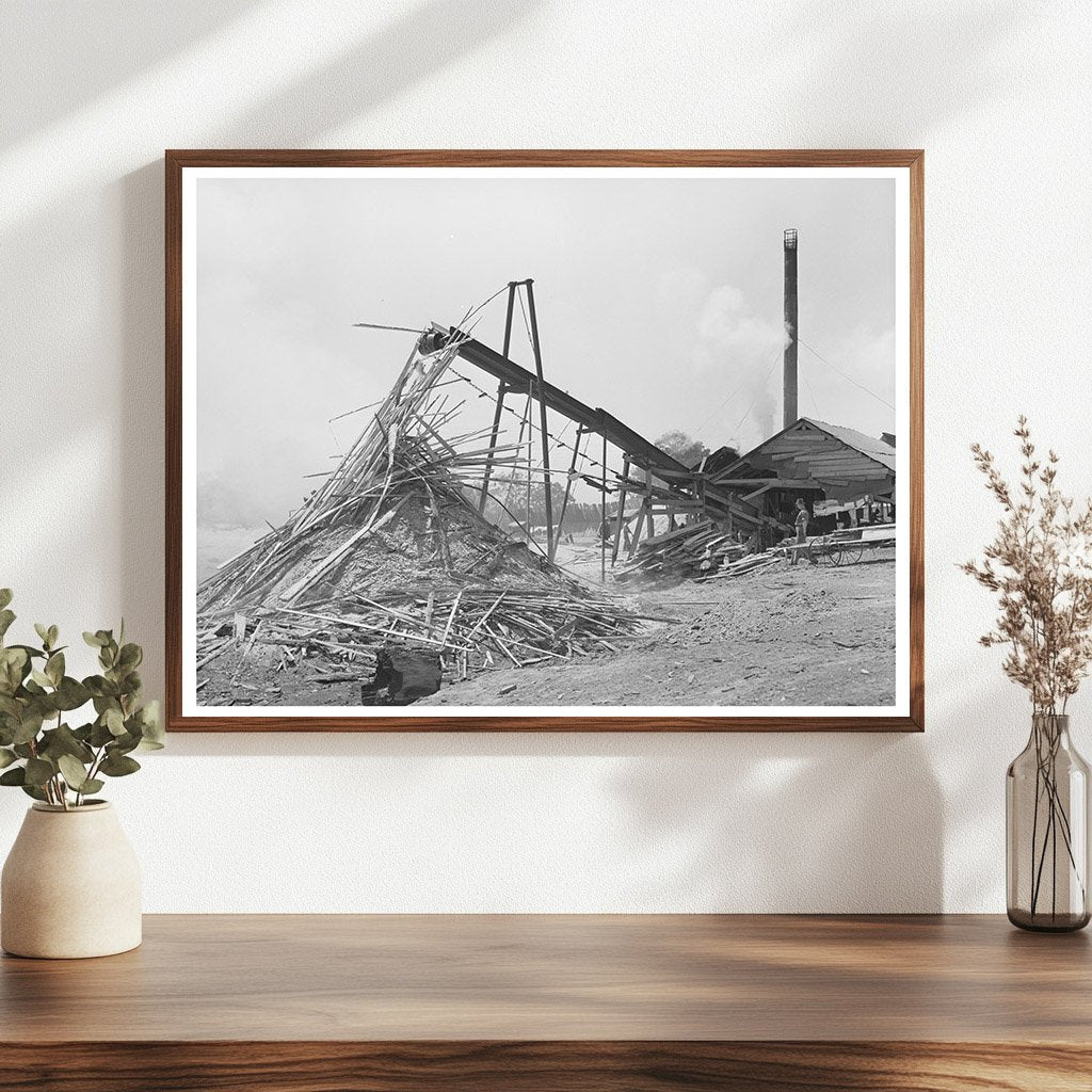 Sawmill in Wells Texas April 1939 Waste Lumber Burning
