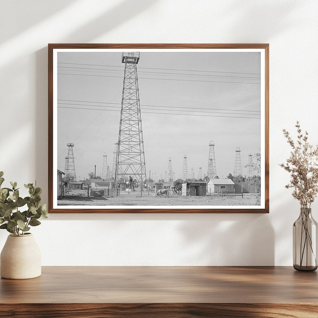 Oil Derricks in Kignore Texas April 1939 Vintage Photograph