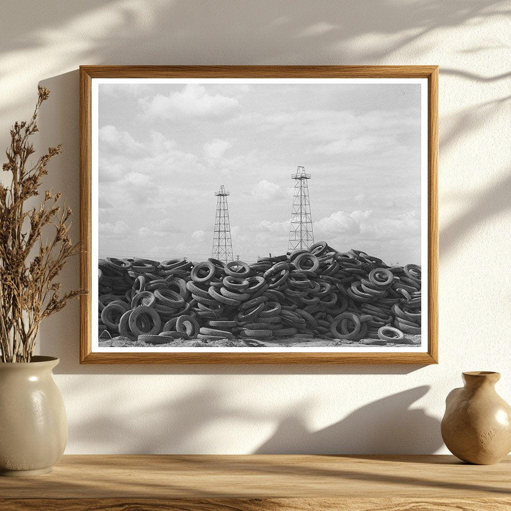 Vintage 1939 Image of Worn Tires in Kilgore Texas