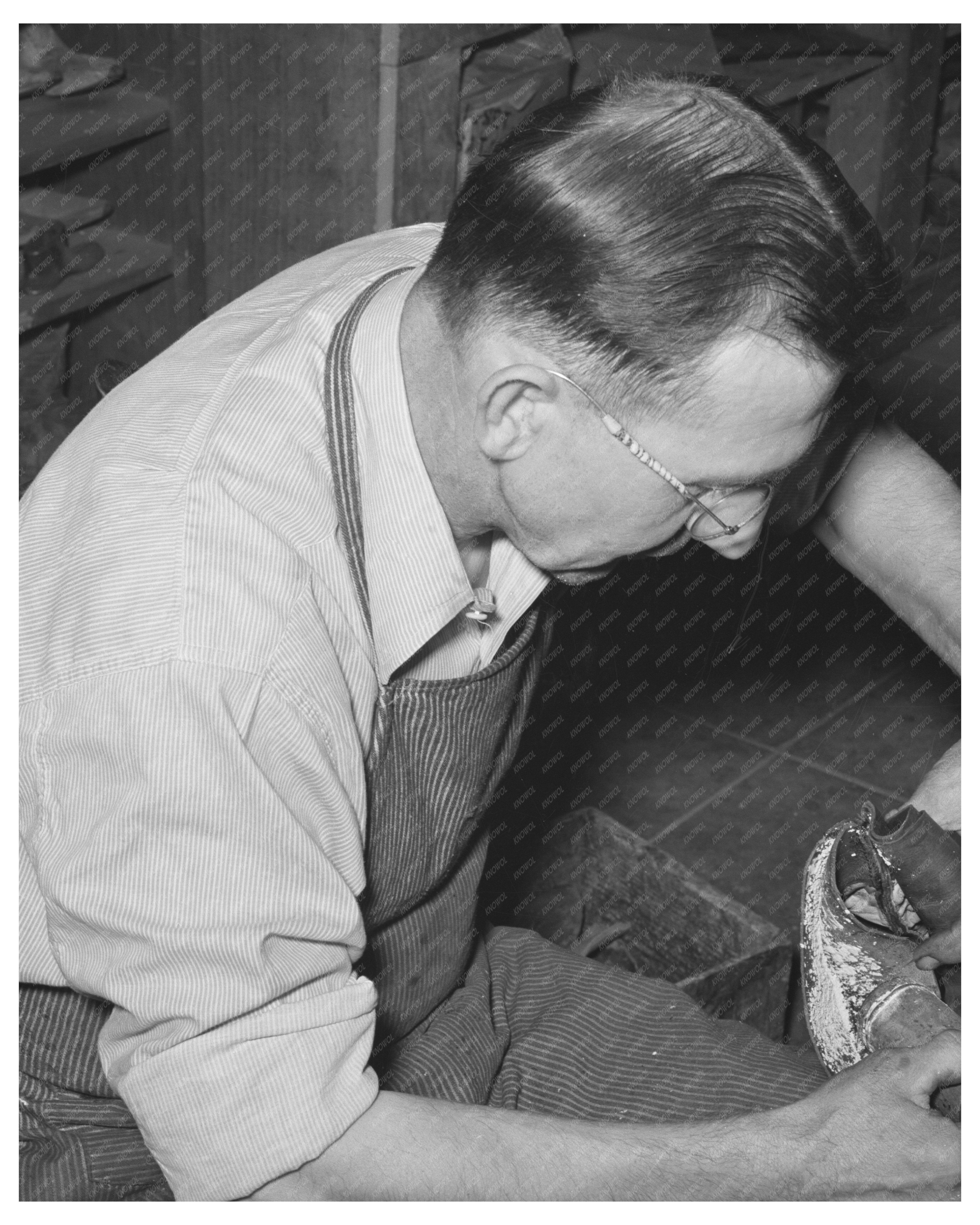 Bootmaker Crafting Boots in Alpine Texas May 1939