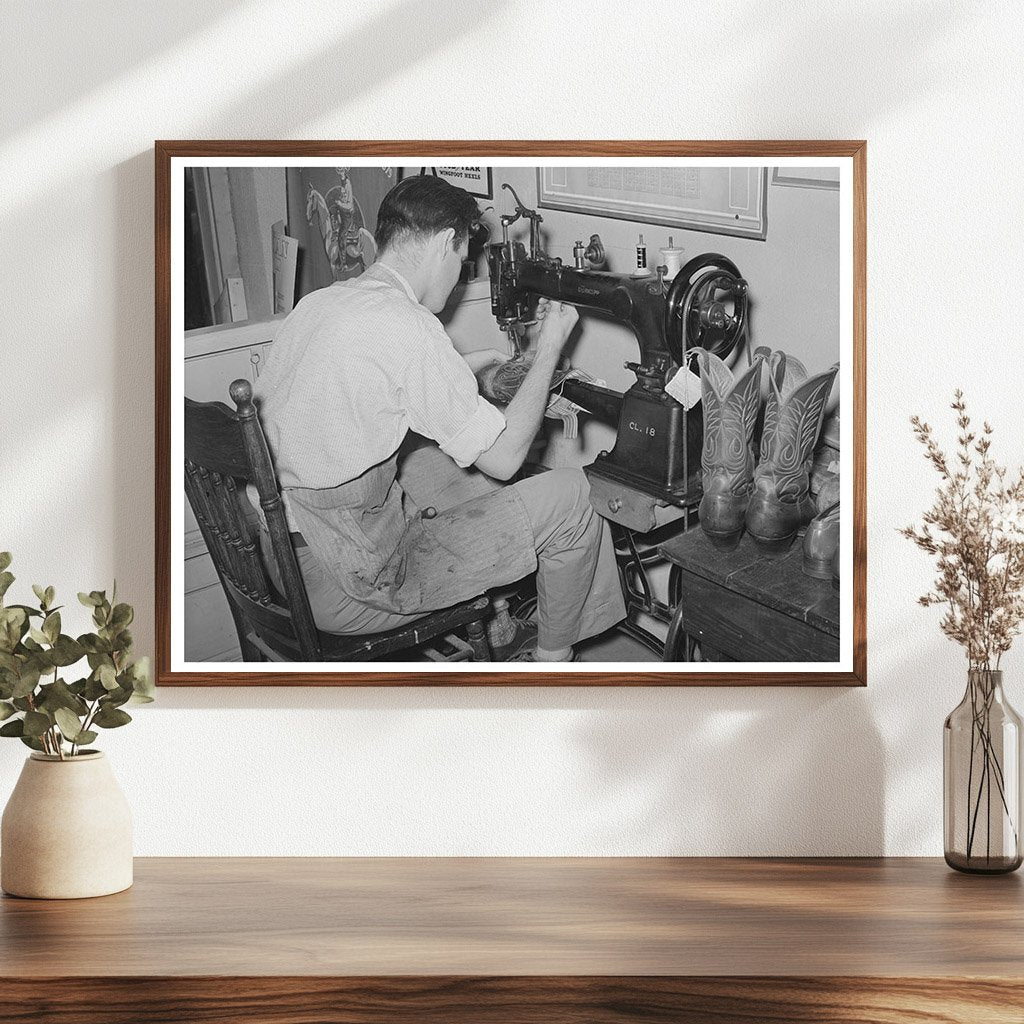 Vintage Boot Shop Scene in Alpine Texas 1939