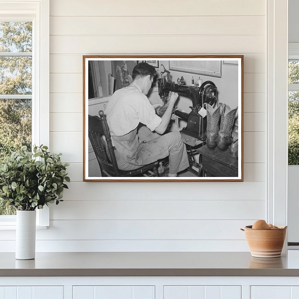 Vintage Boot Shop Scene in Alpine Texas 1939