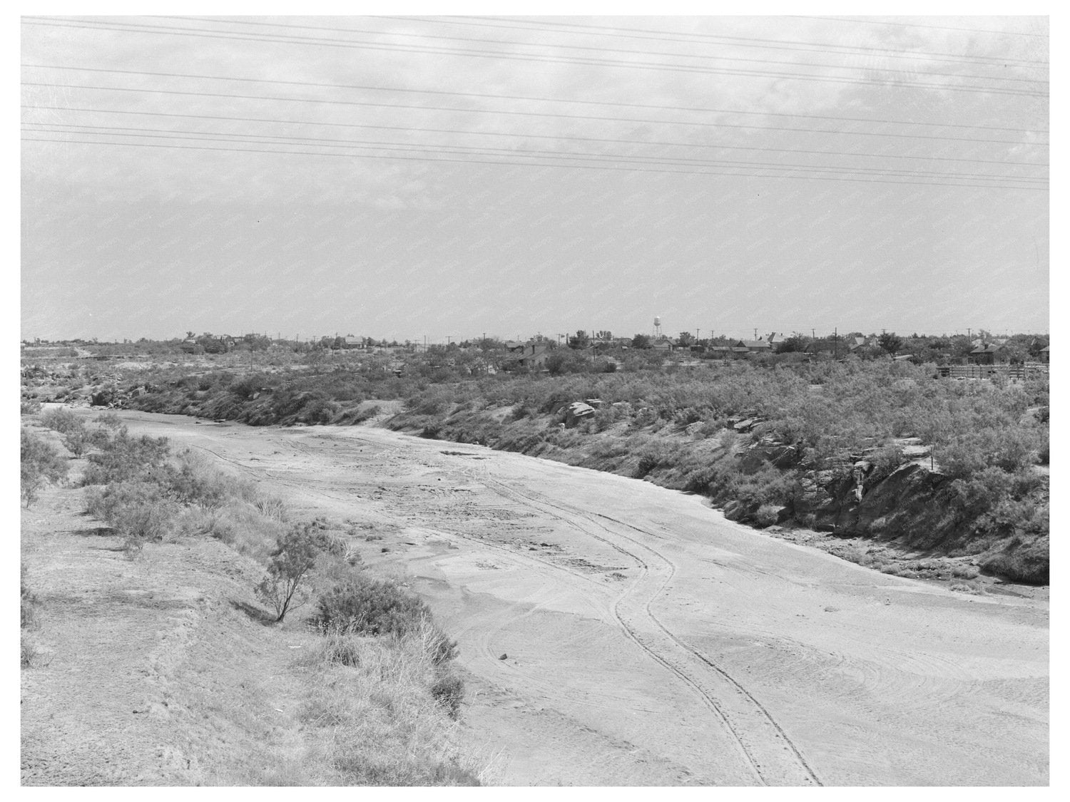 Wagon Tracks on Dry Colorado River Bed Texas May 1939