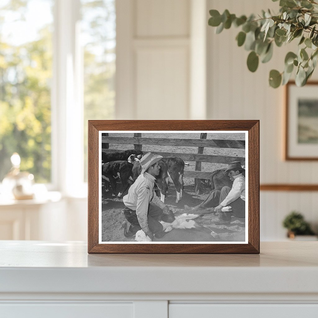 Mexican Cowboys Branding Calf at Walking X Ranch 1939