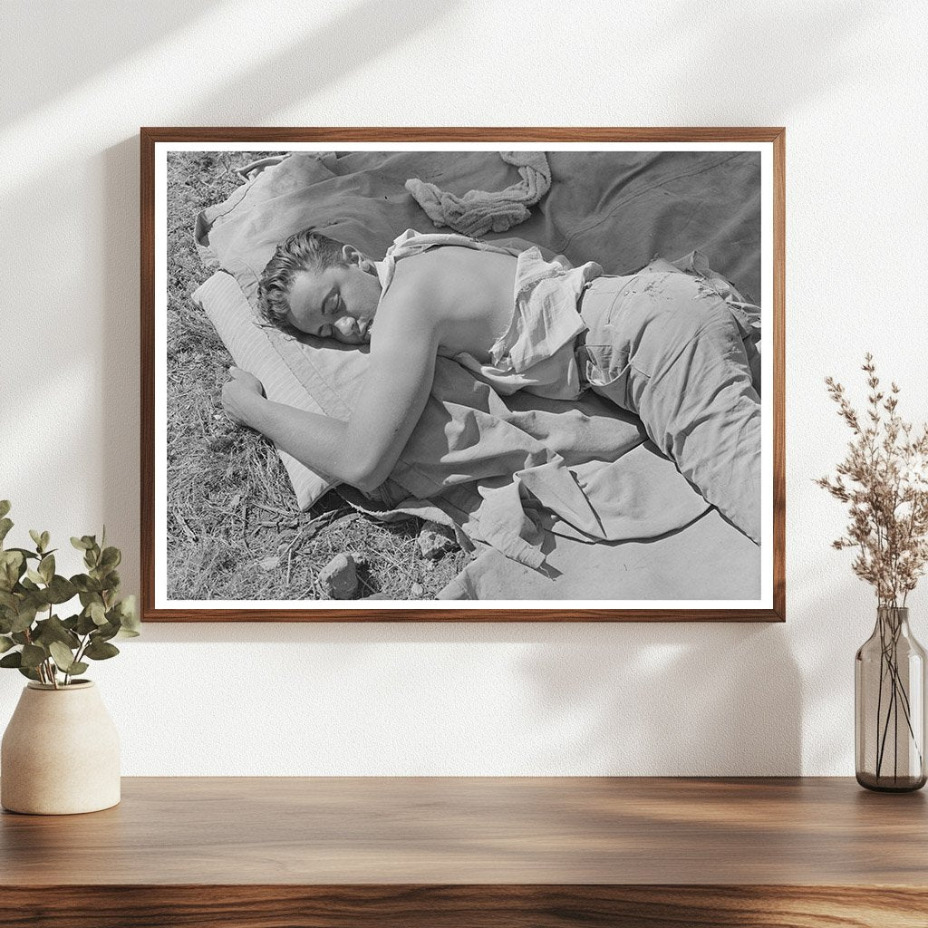 Young Boy Resting After Cattle Roundup May 1939