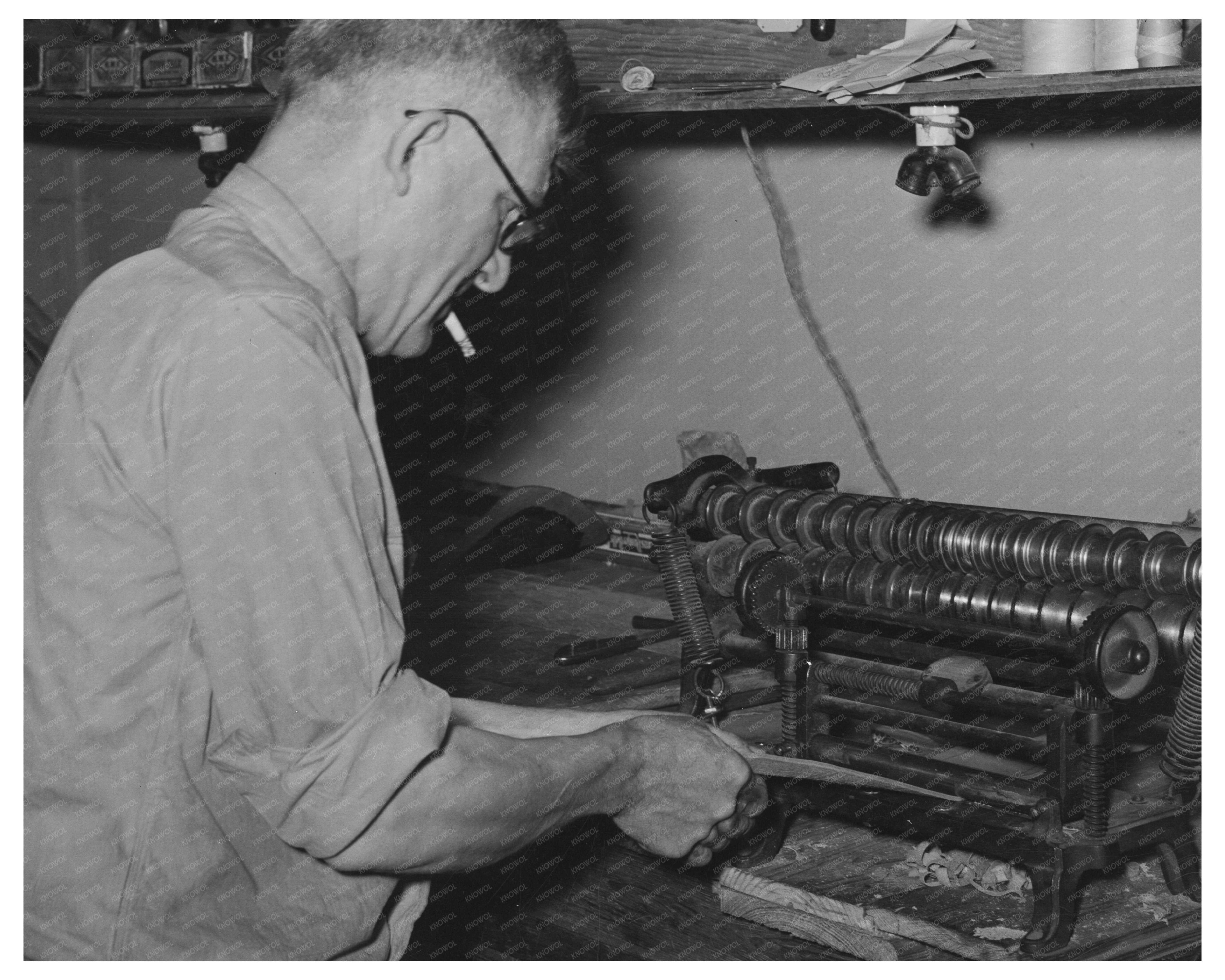 Skiving Leather in Alpine Texas May 1939