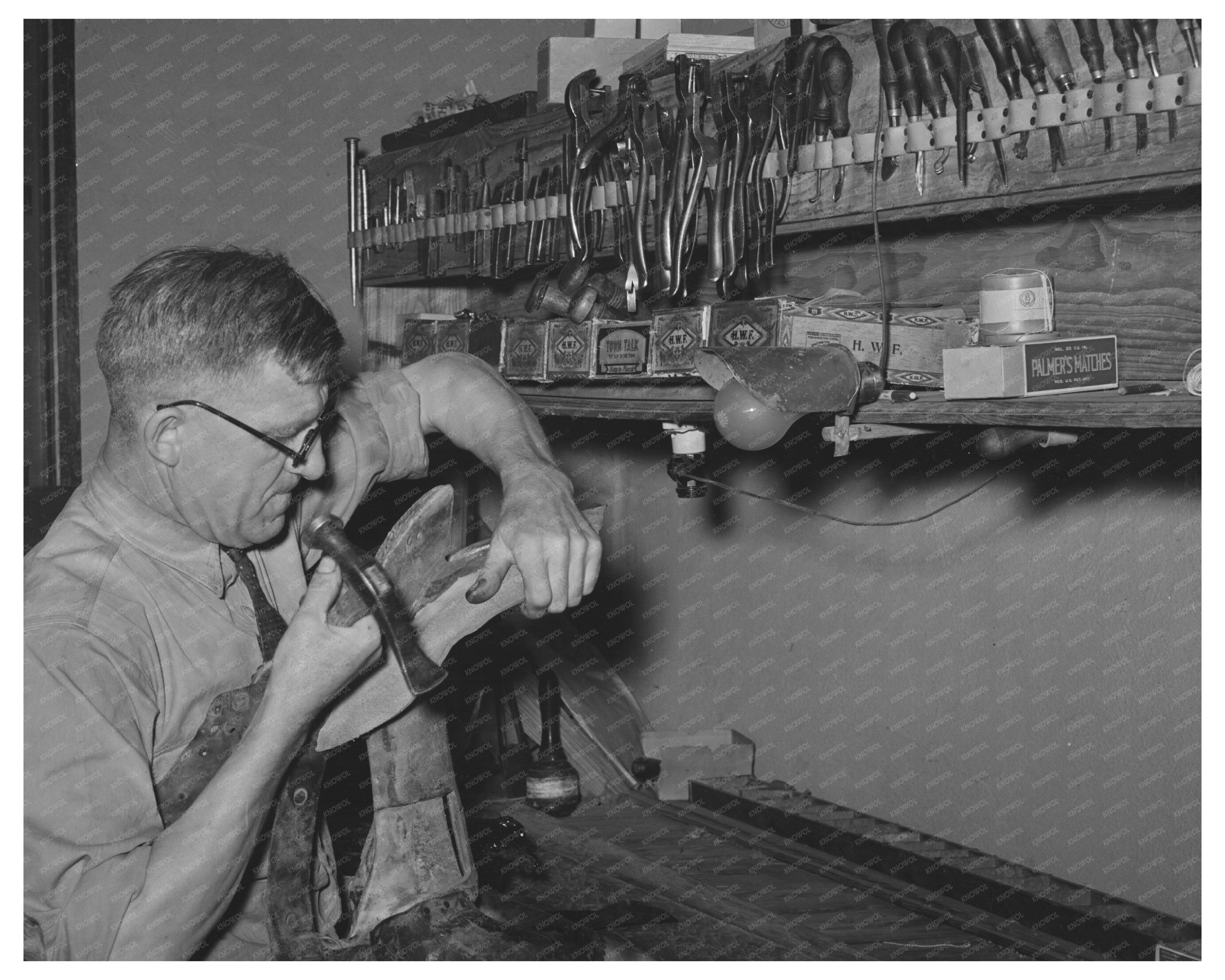 Saddle Repair Scene in Alpine Texas May 1939