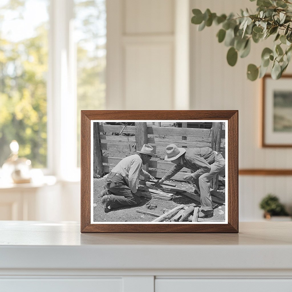 Mexican Cowboys Heating Branding Irons in Marfa Texas 1939