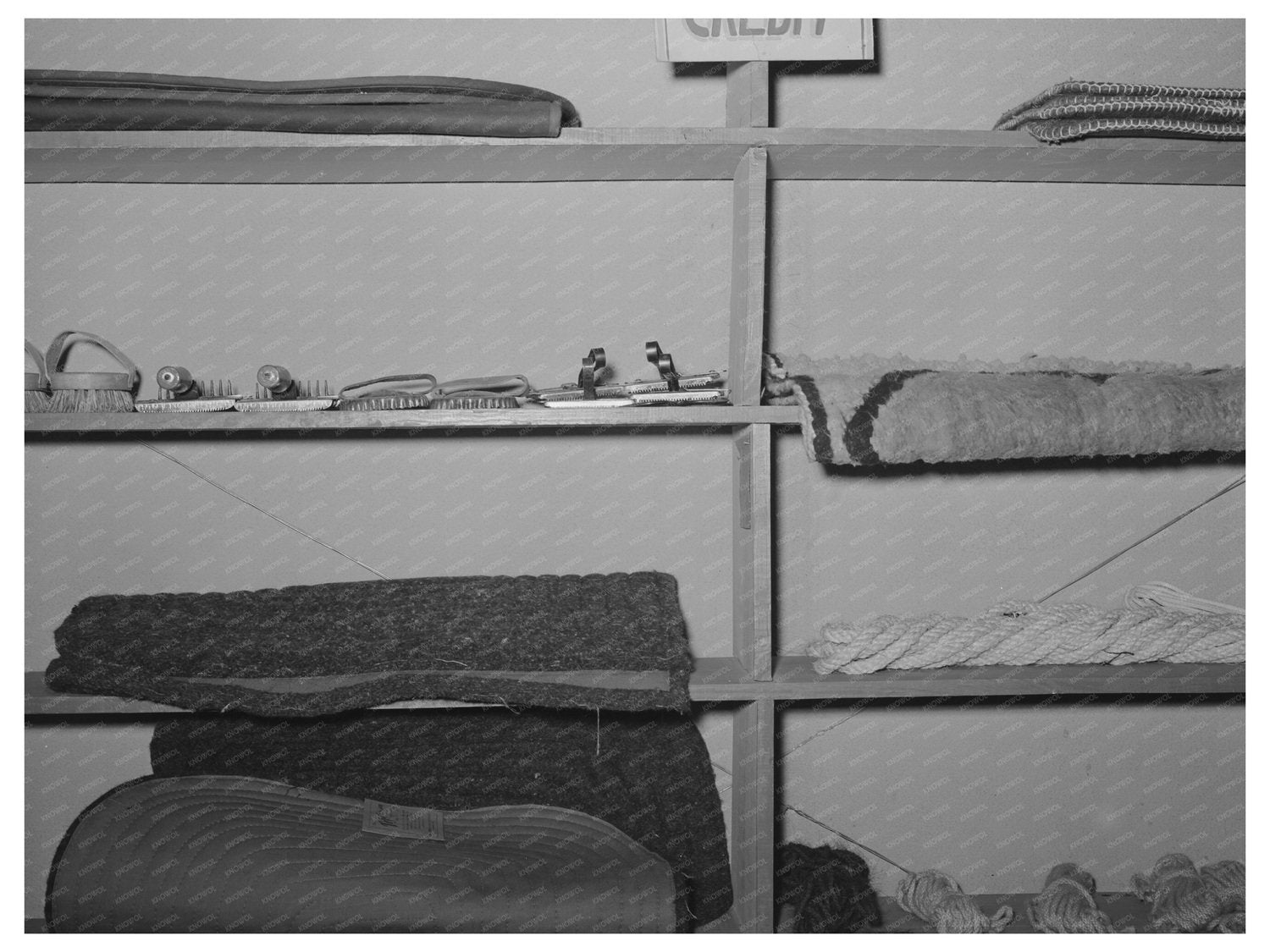 Curry Combs Brushes and Horse Blankets from 1939 Texas