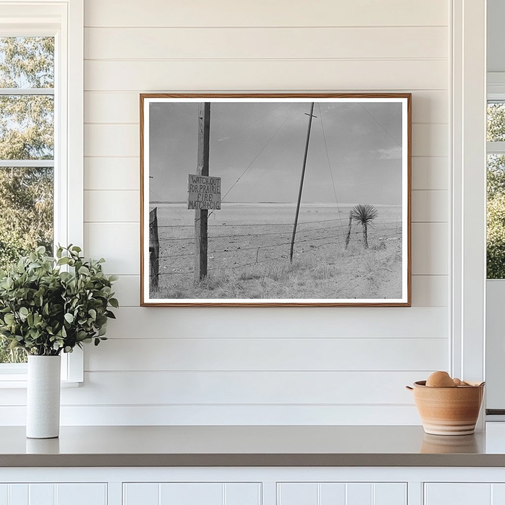 1939 Vintage Fire Safety Caution Sign in Marfa Texas